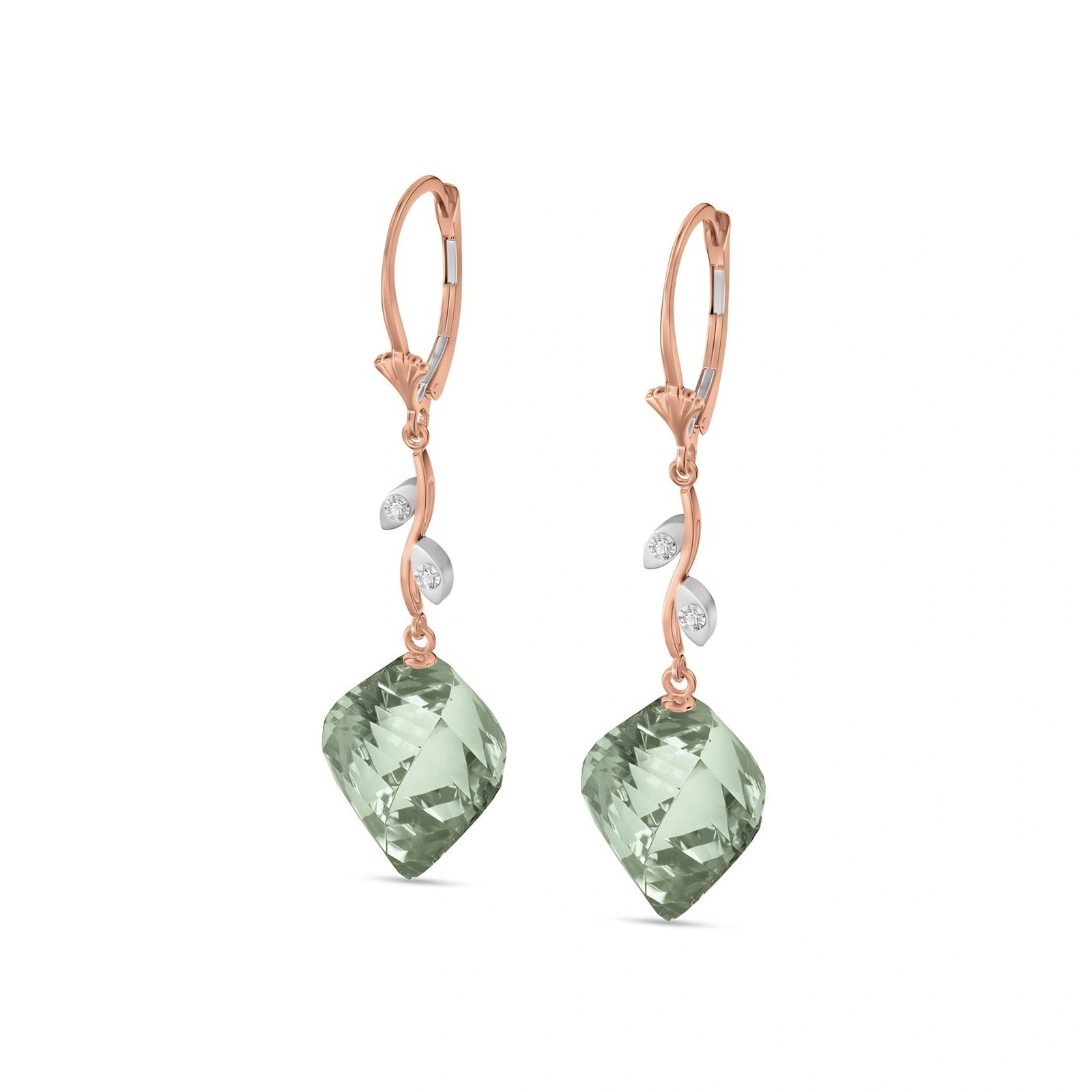 Rose Gold Earrings Green Amethyst 10K — Norina