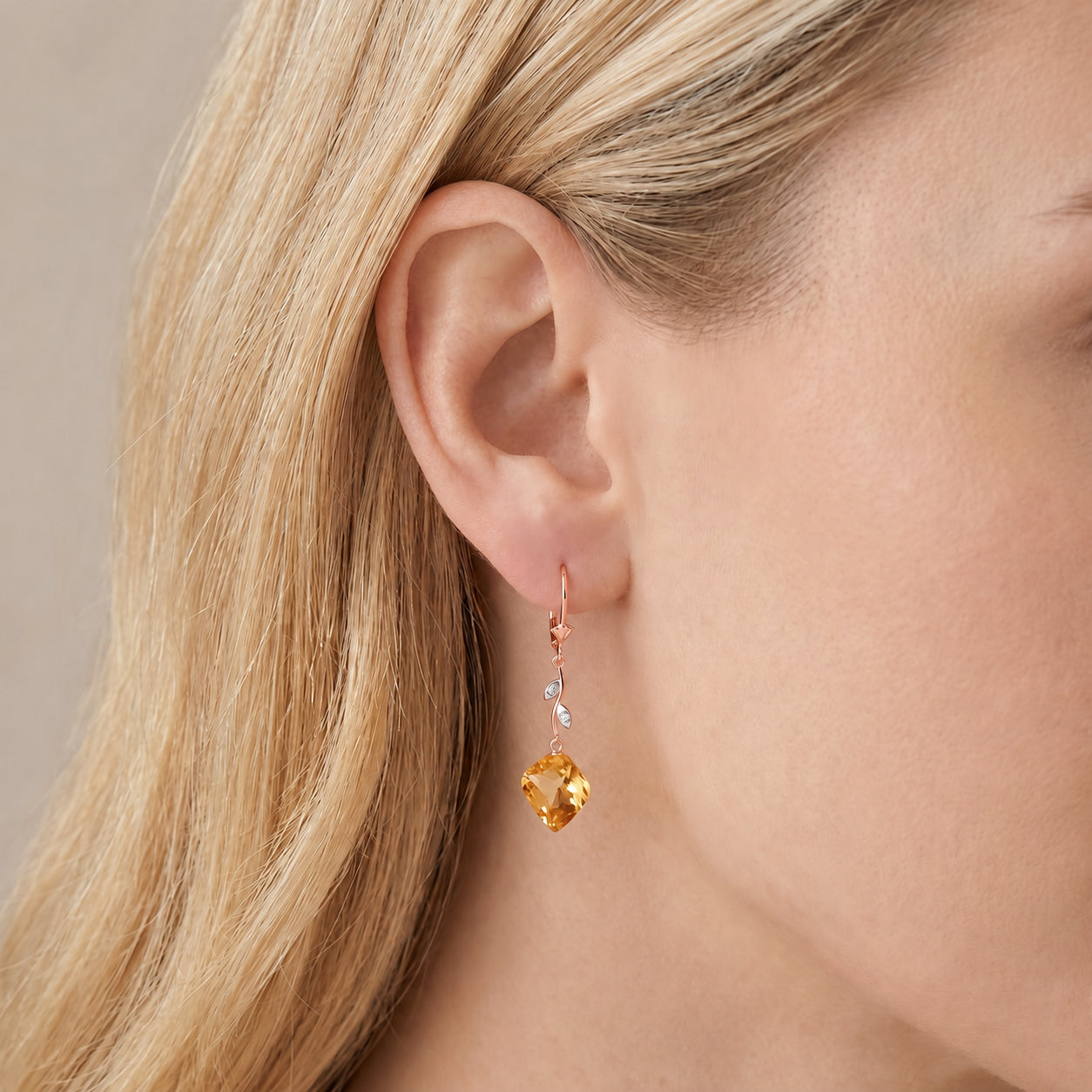 Rose Gold Earrings Green Amethyst 10K — Norina