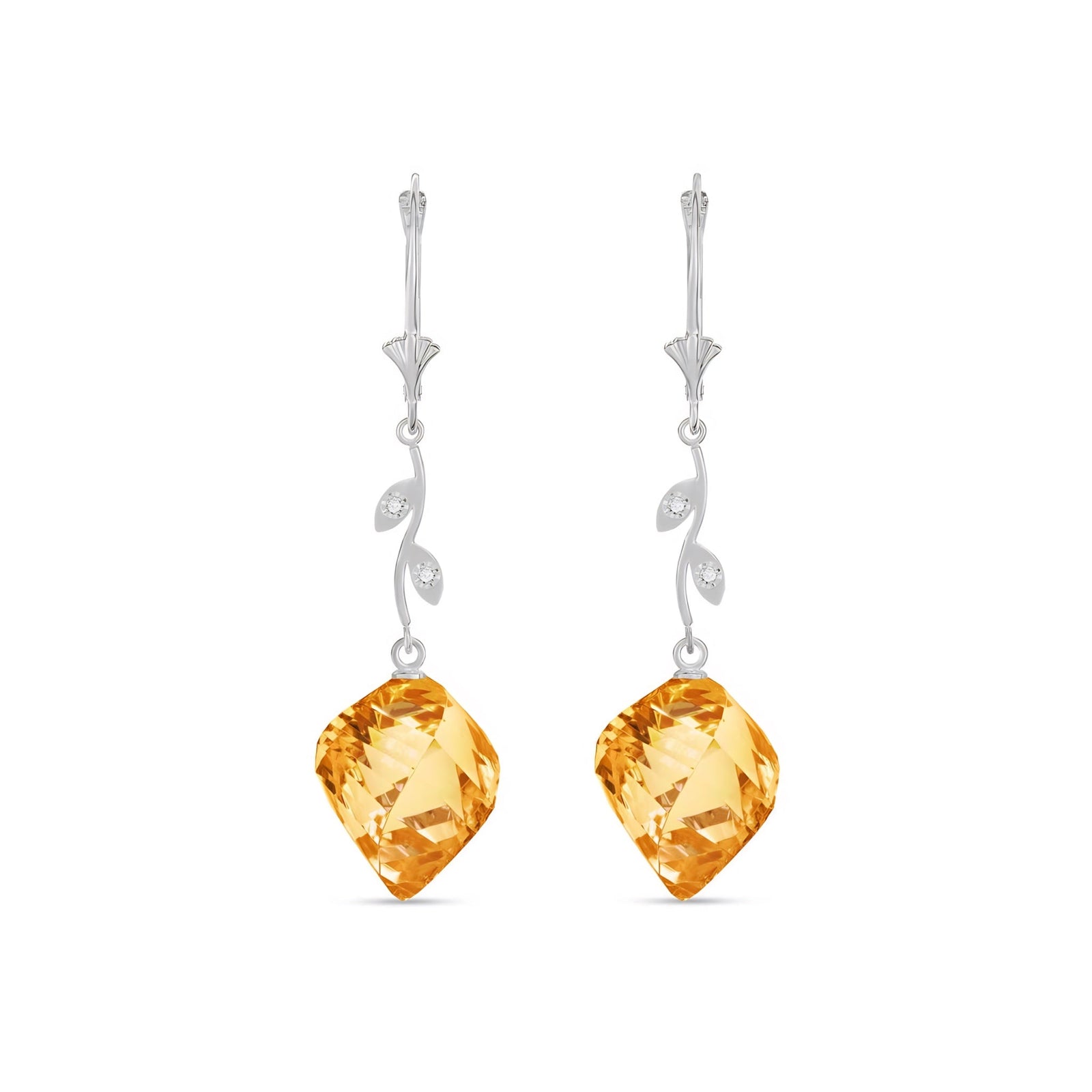 White Gold Earrings Green Amethyst 10K — Norina