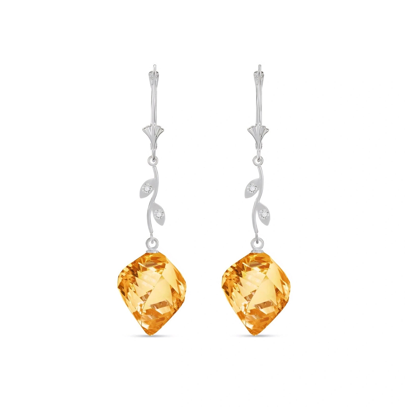 White Gold Earrings Citrine 10K — Norina
