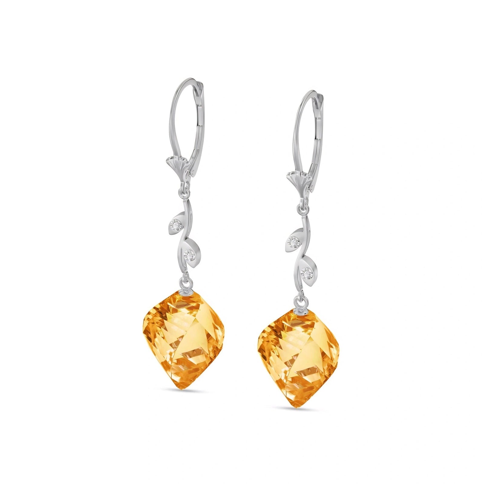White Gold Earrings Citrine 10K — Norina