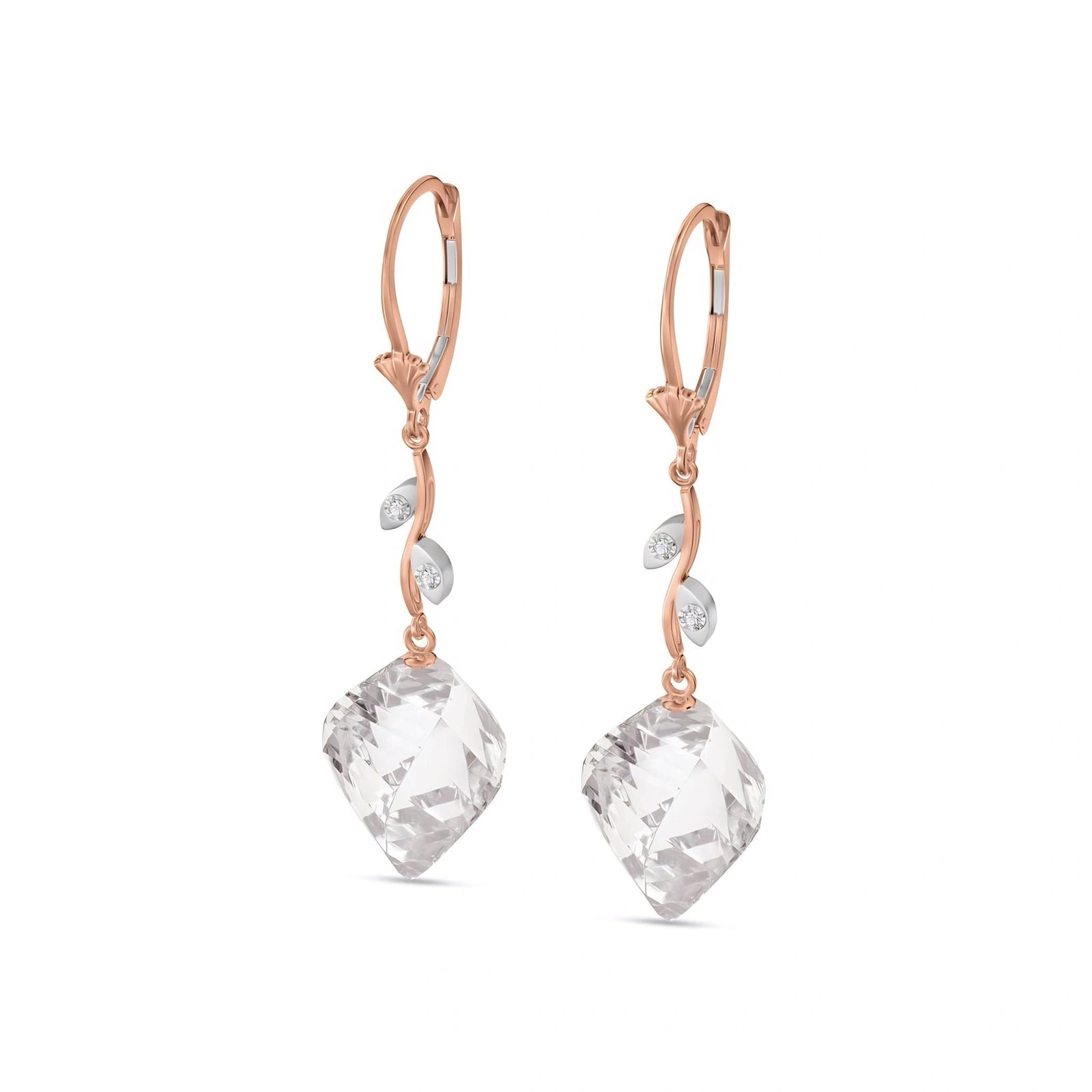 Rose Gold Earrings White Topaz 10K — Norina