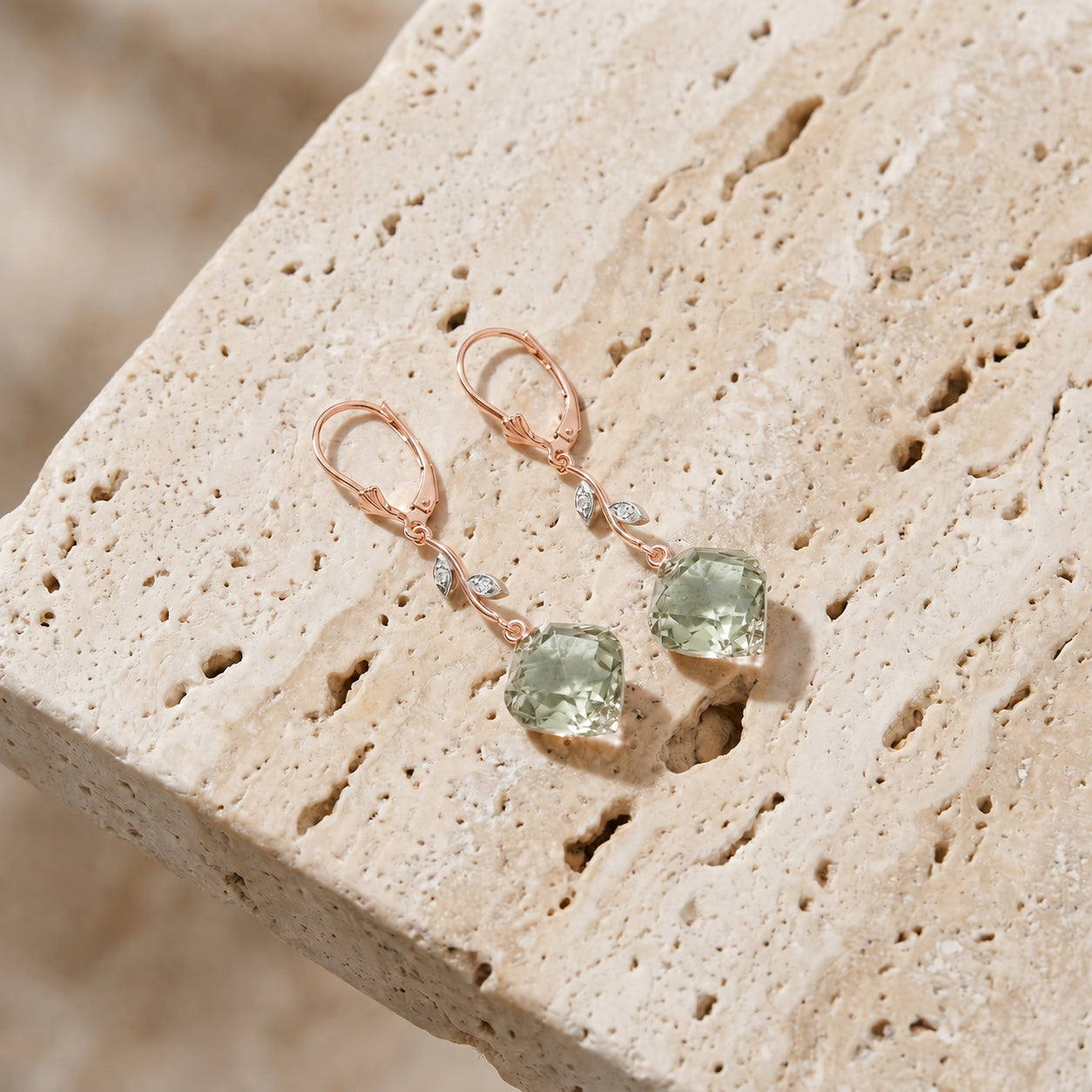 Rose Gold Earrings White Topaz 10K — Norina