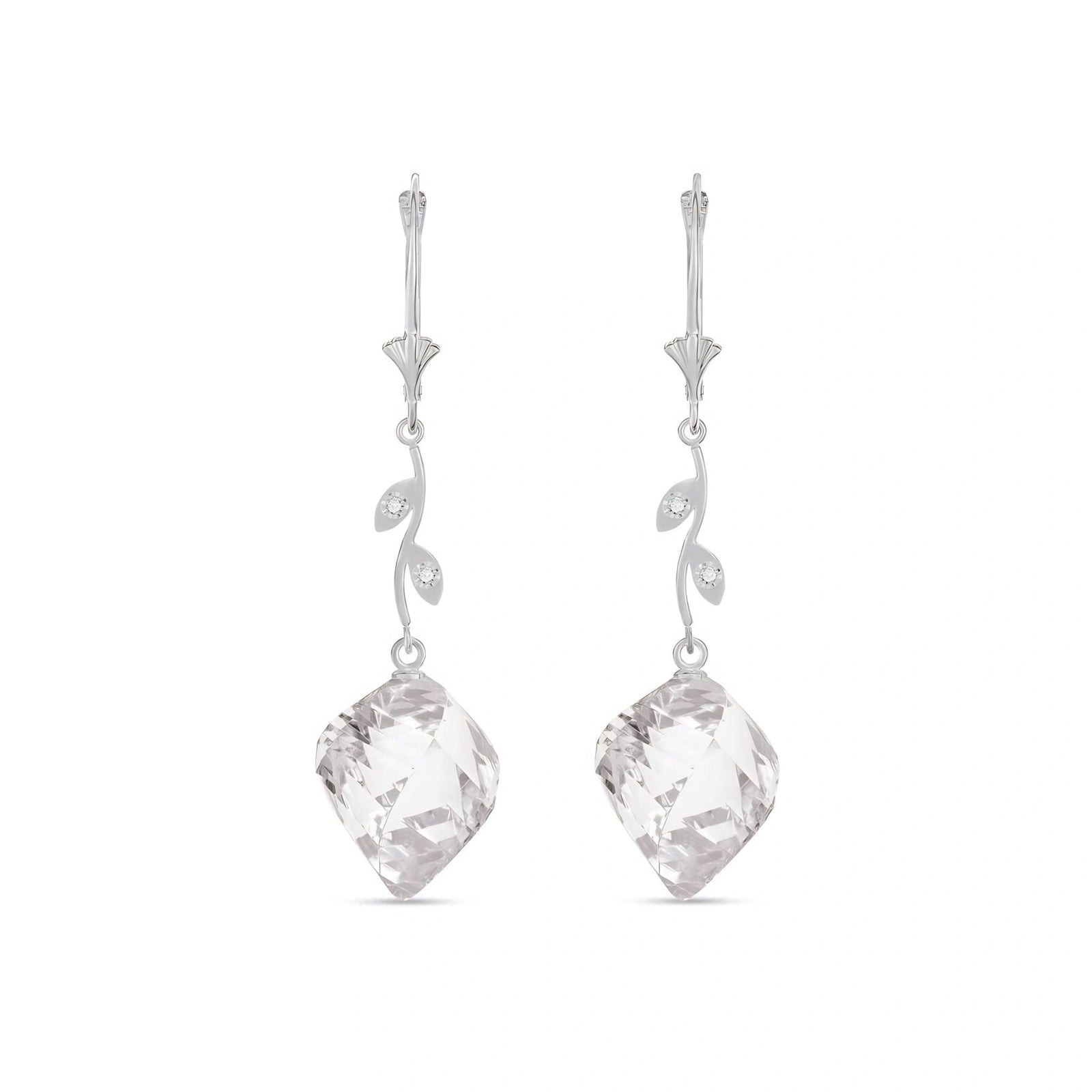 White Gold Earrings White Topaz 10K — Norina