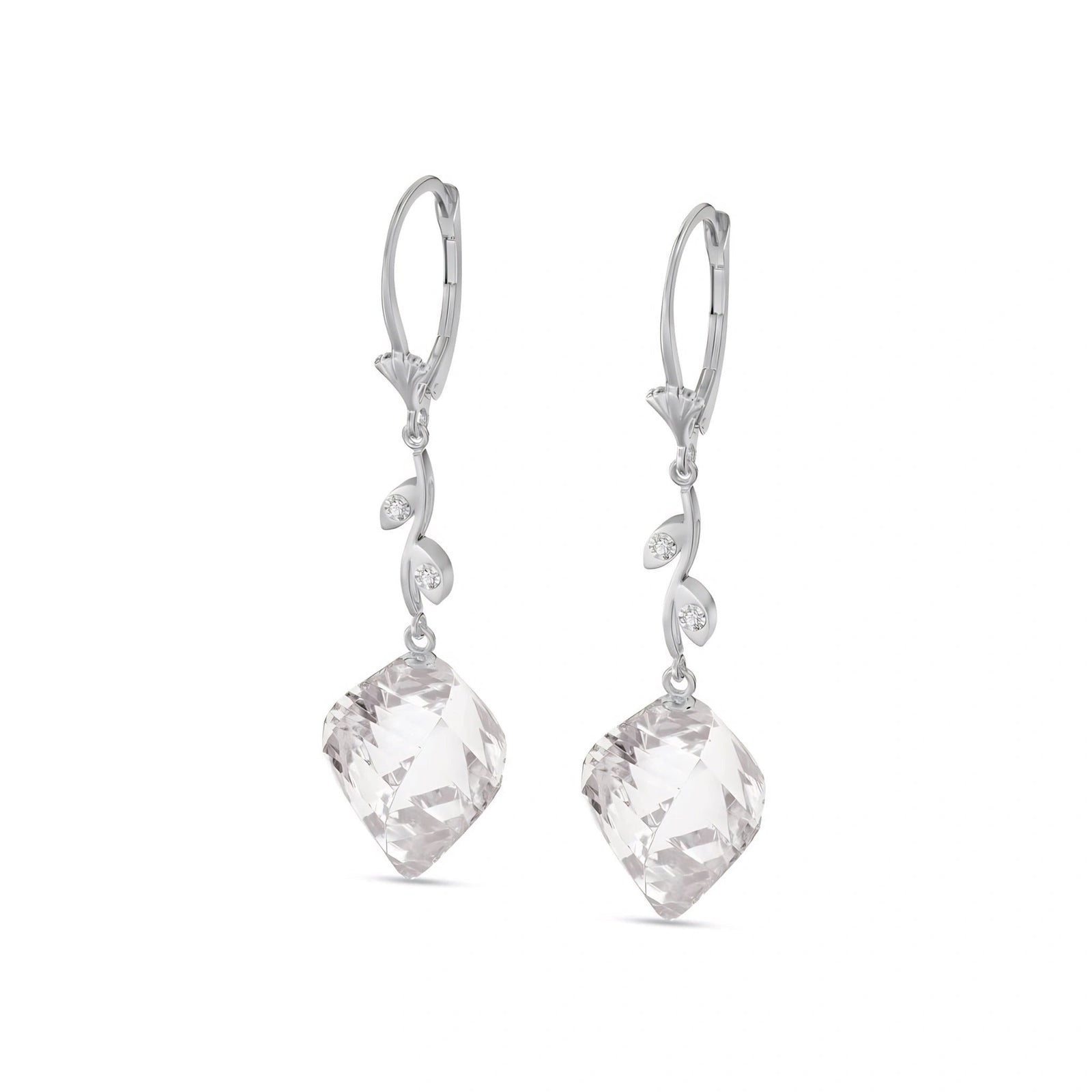 White Gold Earrings White Topaz 10K — Norina