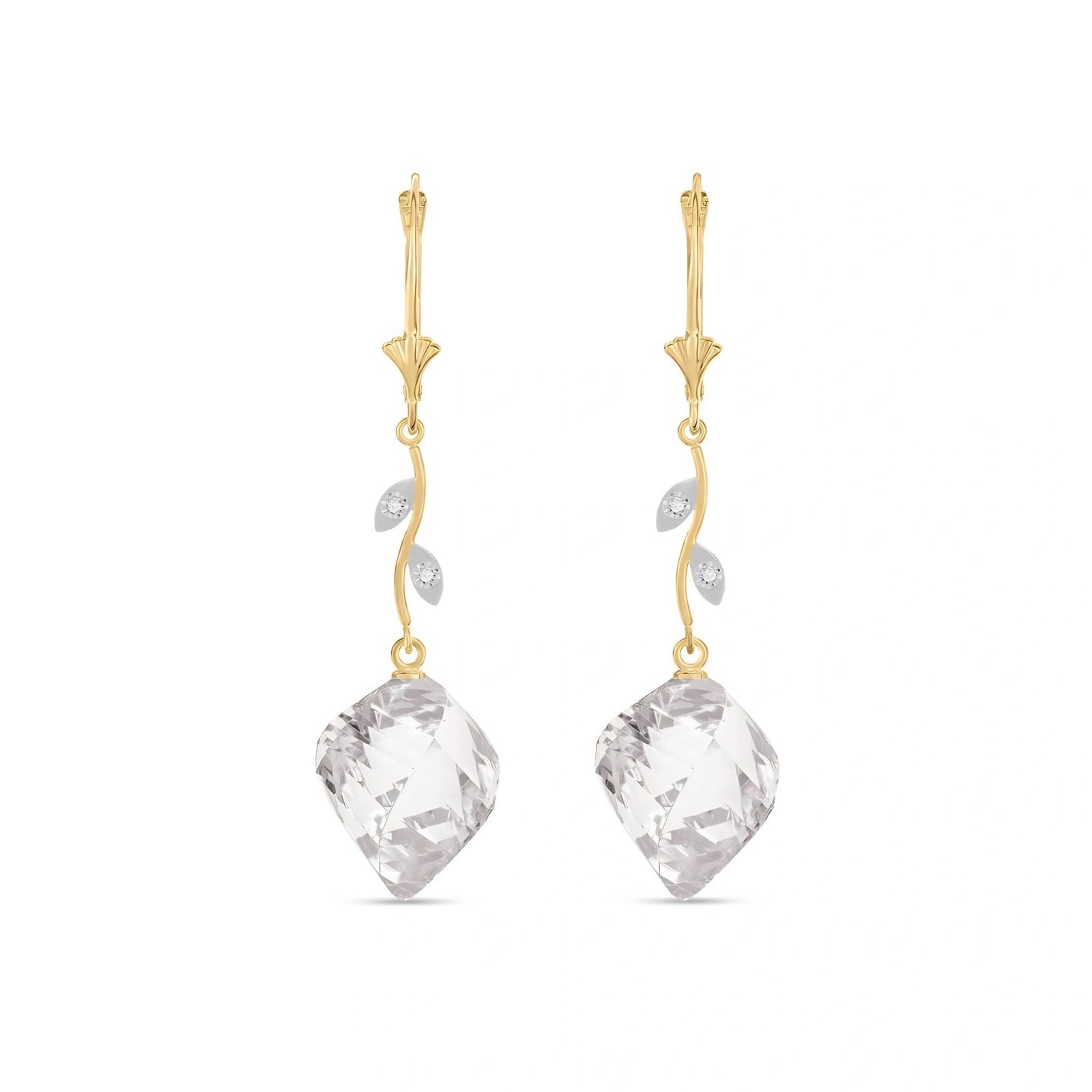 Yellow Gold Earrings White Topaz 10K — Norina