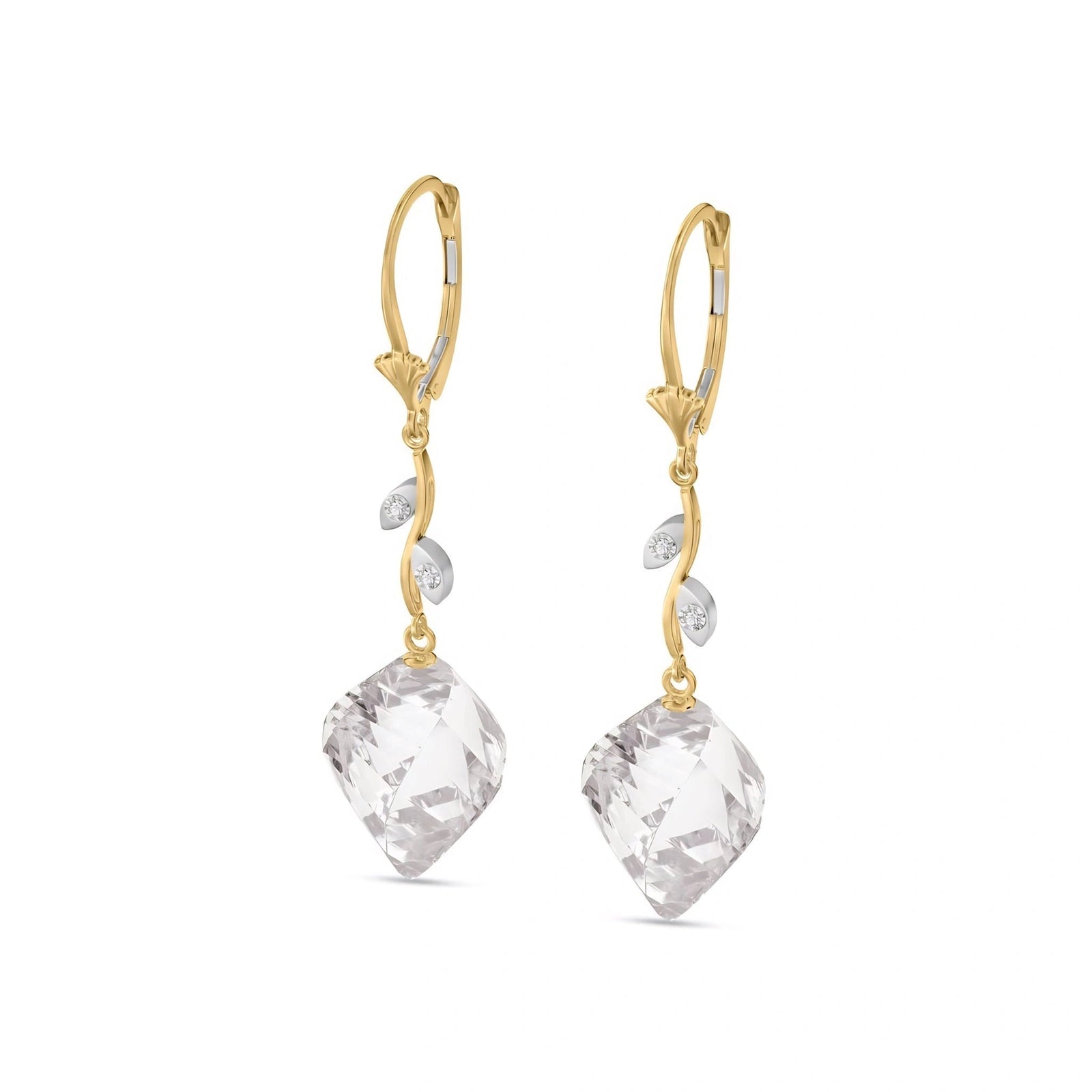 Yellow Gold Earrings White Topaz 10K — Norina