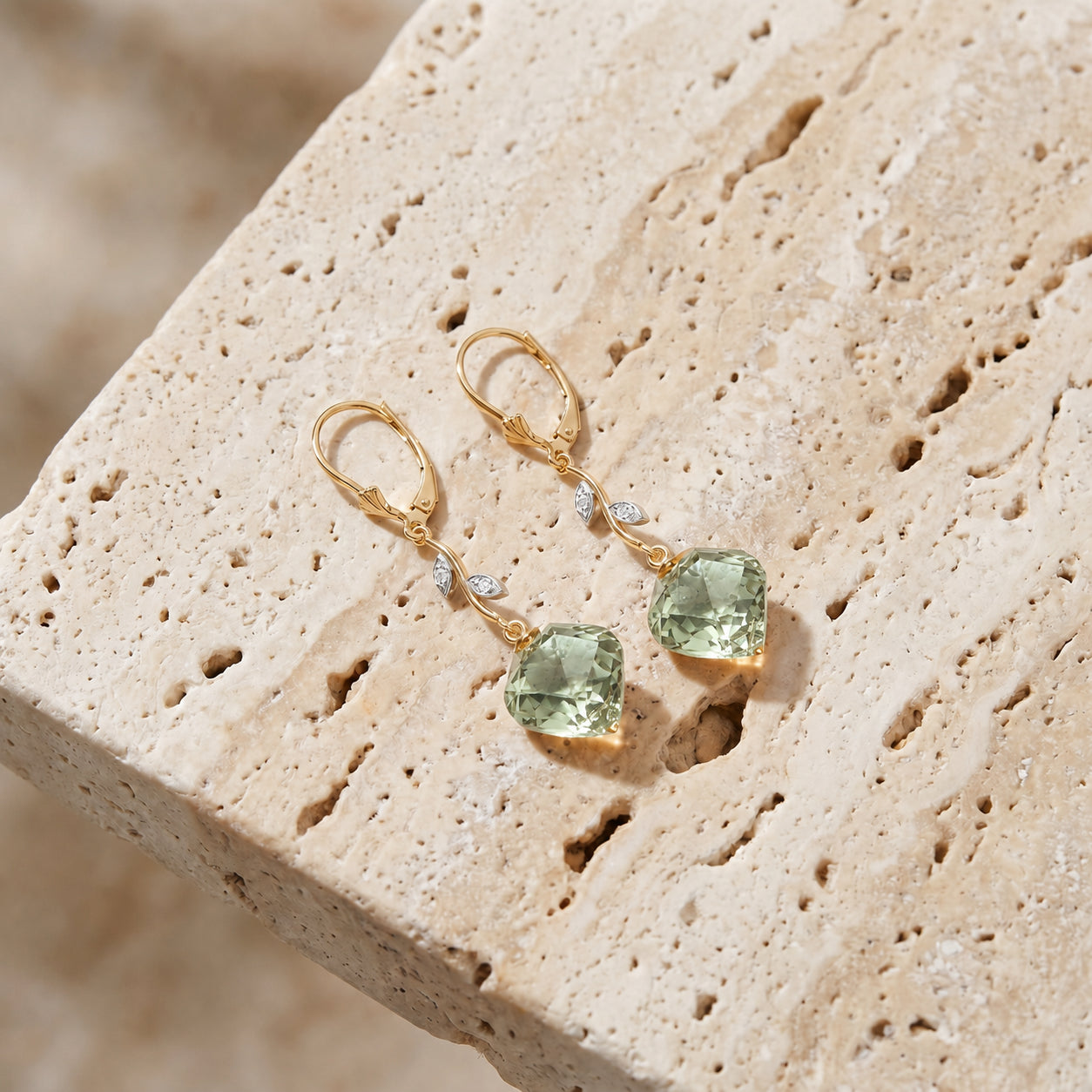 Yellow Gold Earrings White Topaz 10K — Norina