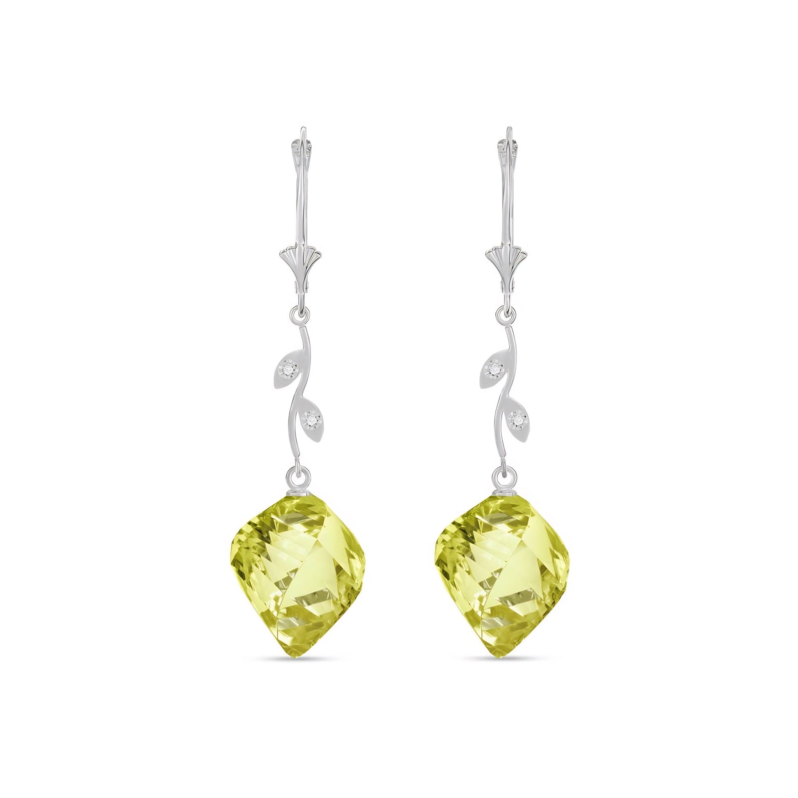 White Gold Earrings Lemon Quartz 10K — Norina