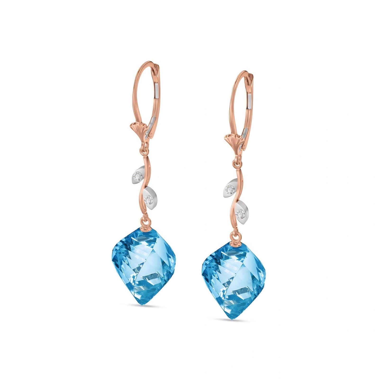 Rose Gold Earrings Blue Topaz 10K — Norina