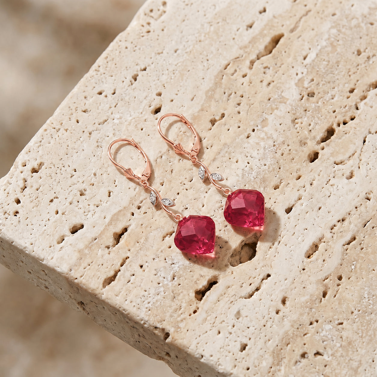 Rose Gold Earrings Blue Topaz 10K — Norina