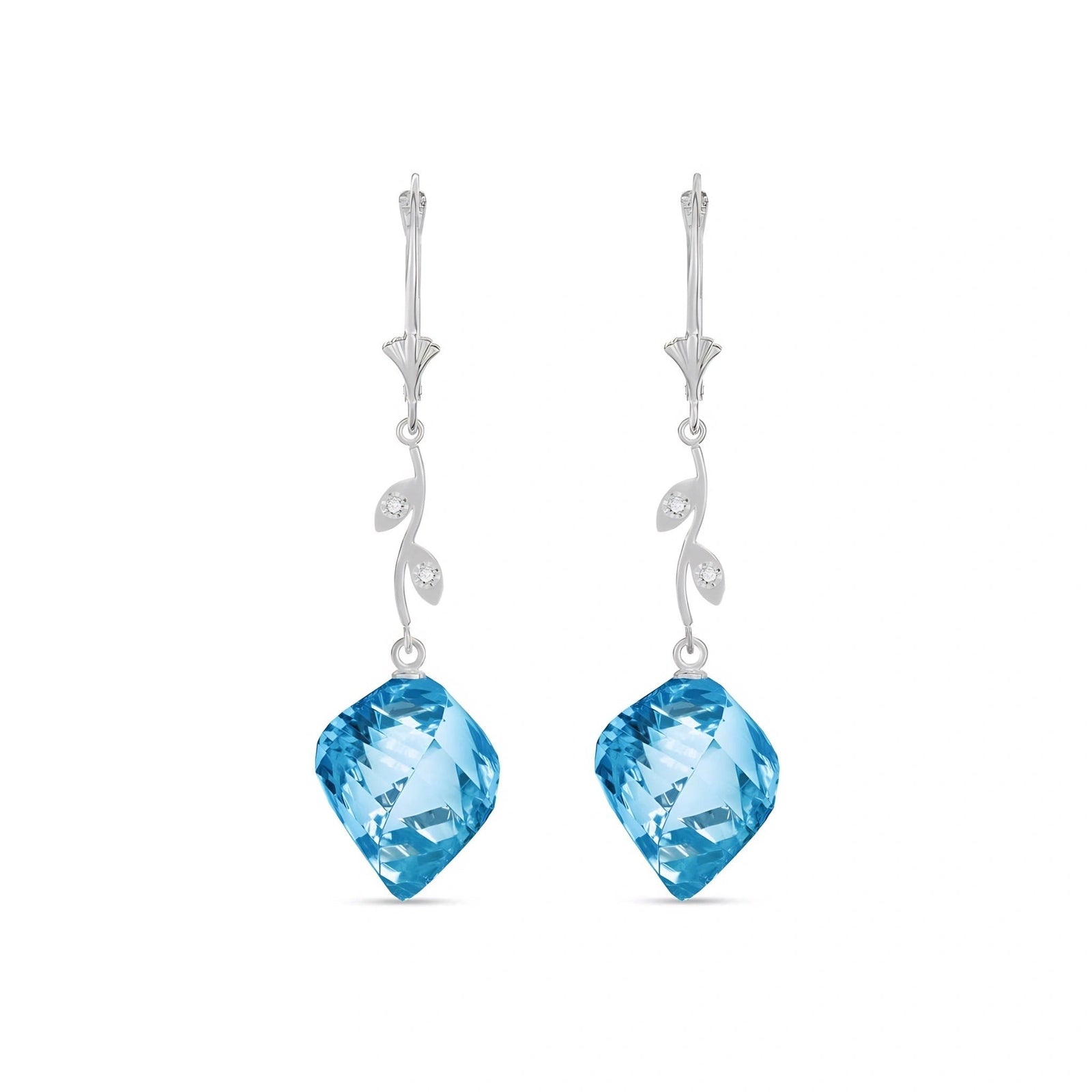 White Gold Earrings Blue Topaz 10K — Norina