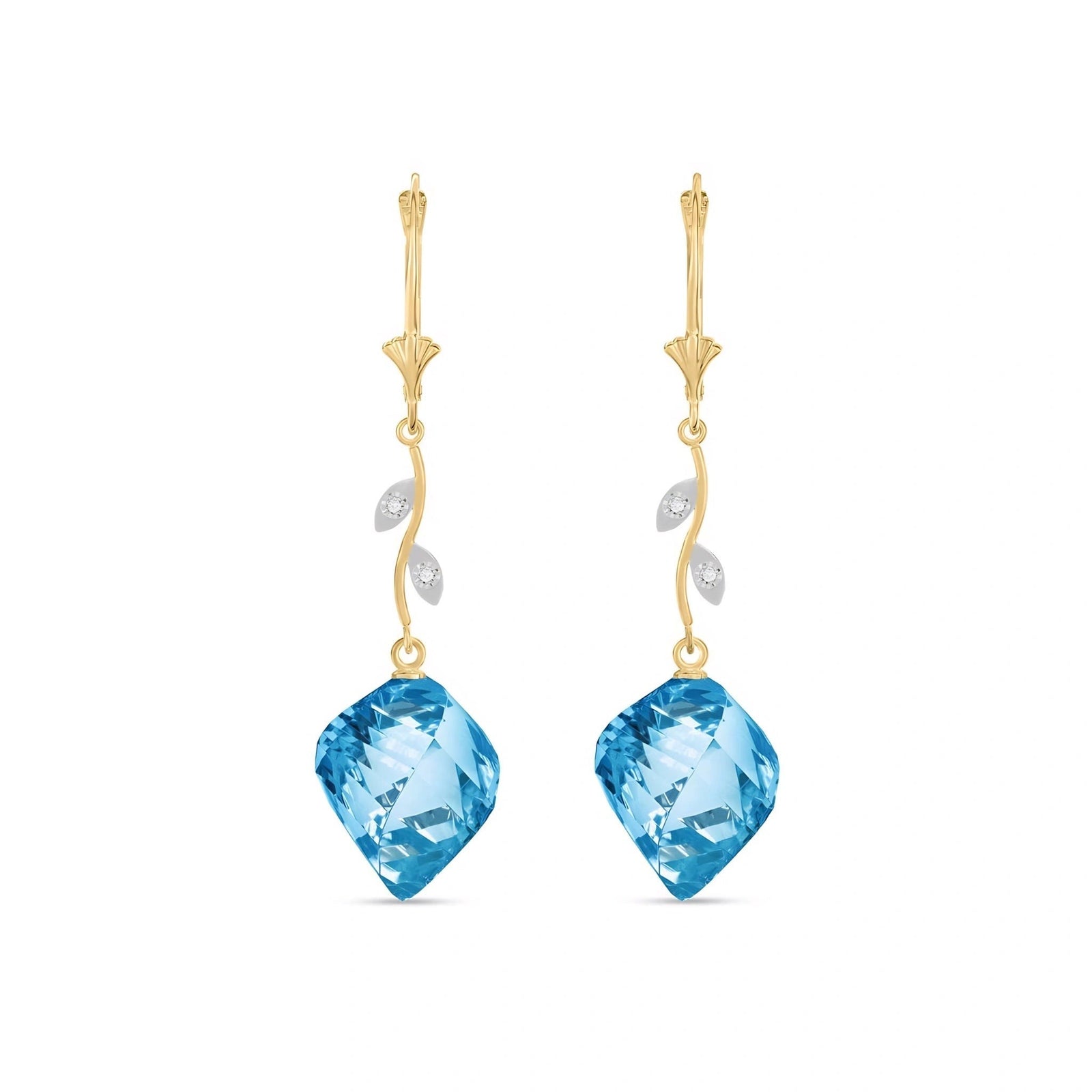 Yellow Gold Earrings Blue Topaz 10K — Norina