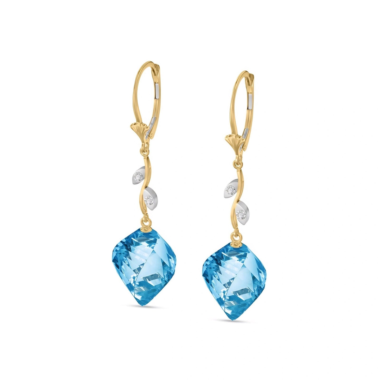 Yellow Gold Earrings Blue Topaz 10K — Norina