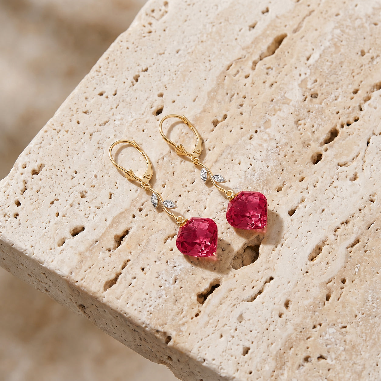 Yellow Gold Earrings Blue Topaz 10K — Norina