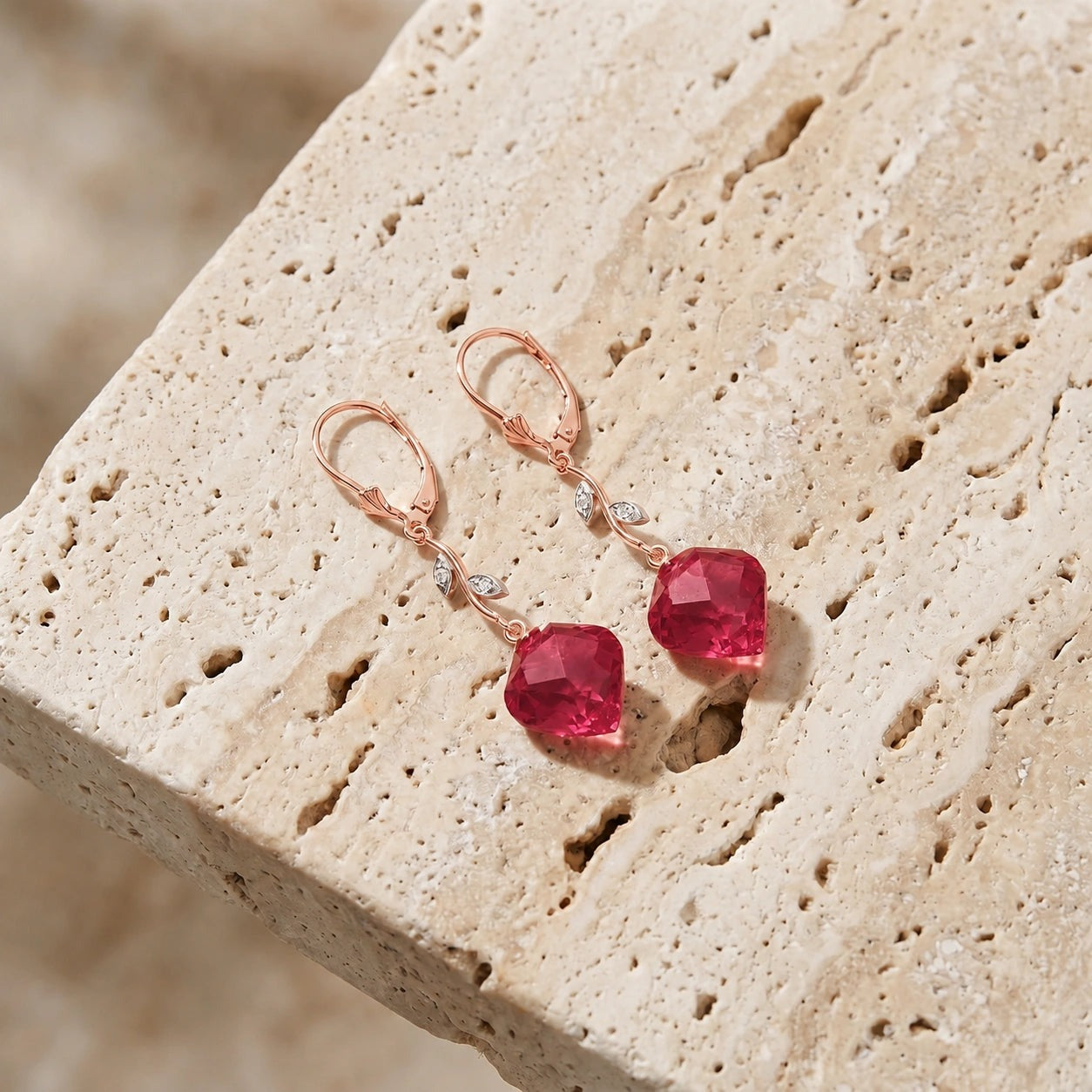 Rose Gold Earrings Ruby 10K — Norina