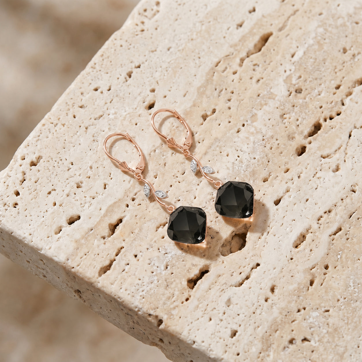 Rose Gold Earrings Sapphire 10K — Norina