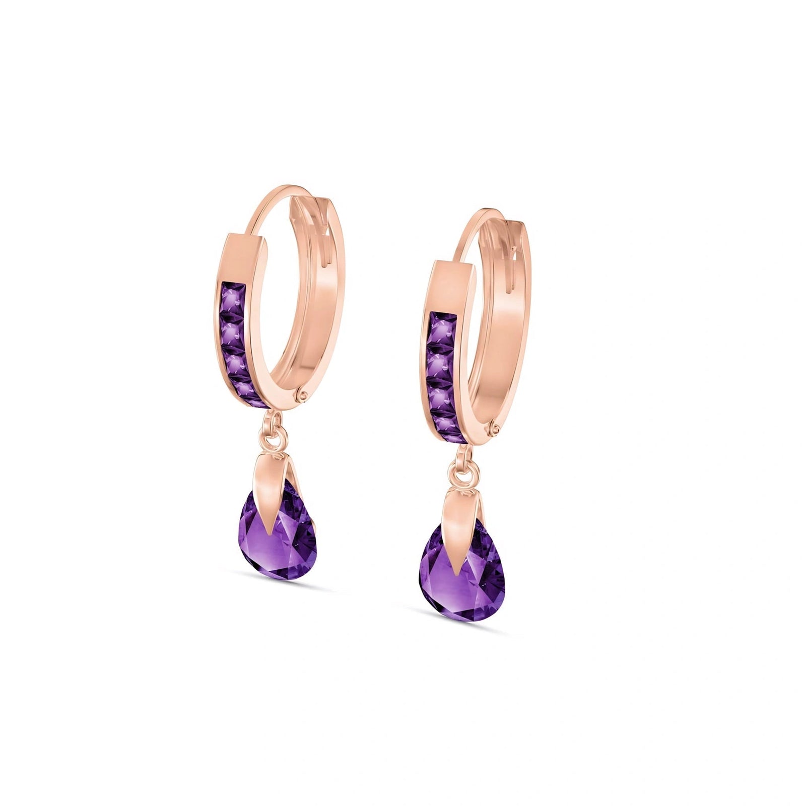 Rose Gold Rose Earrings Amethyst 10K — Calliope