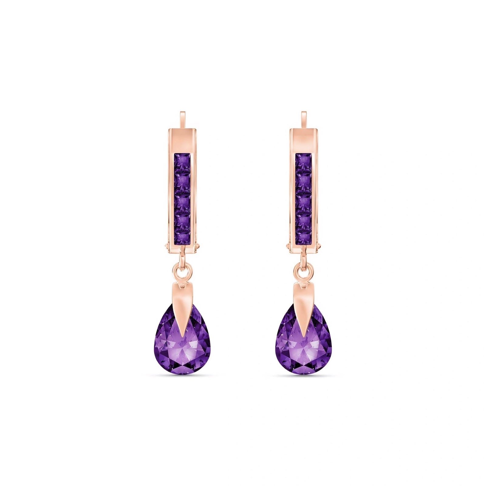 Rose Gold Rose Earrings Amethyst 10K — Calliope