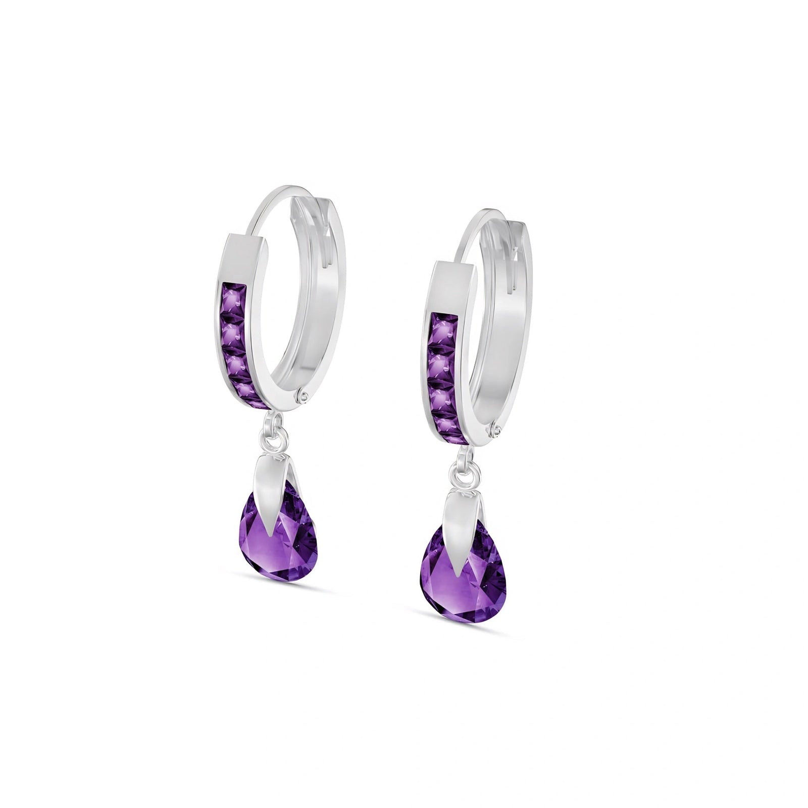 White Gold Rose Earrings Amethyst 10K — Calliope