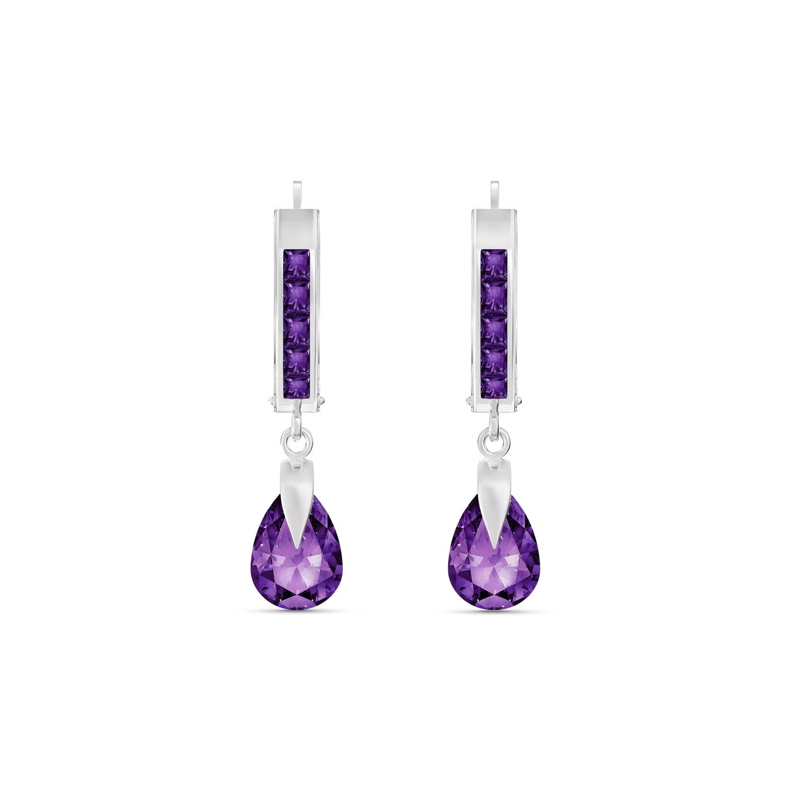 White Gold Rose Earrings Amethyst 10K — Calliope