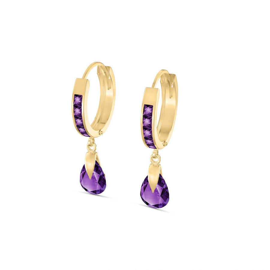 Yellow Gold Rose Earrings Amethyst 10K — Calliope