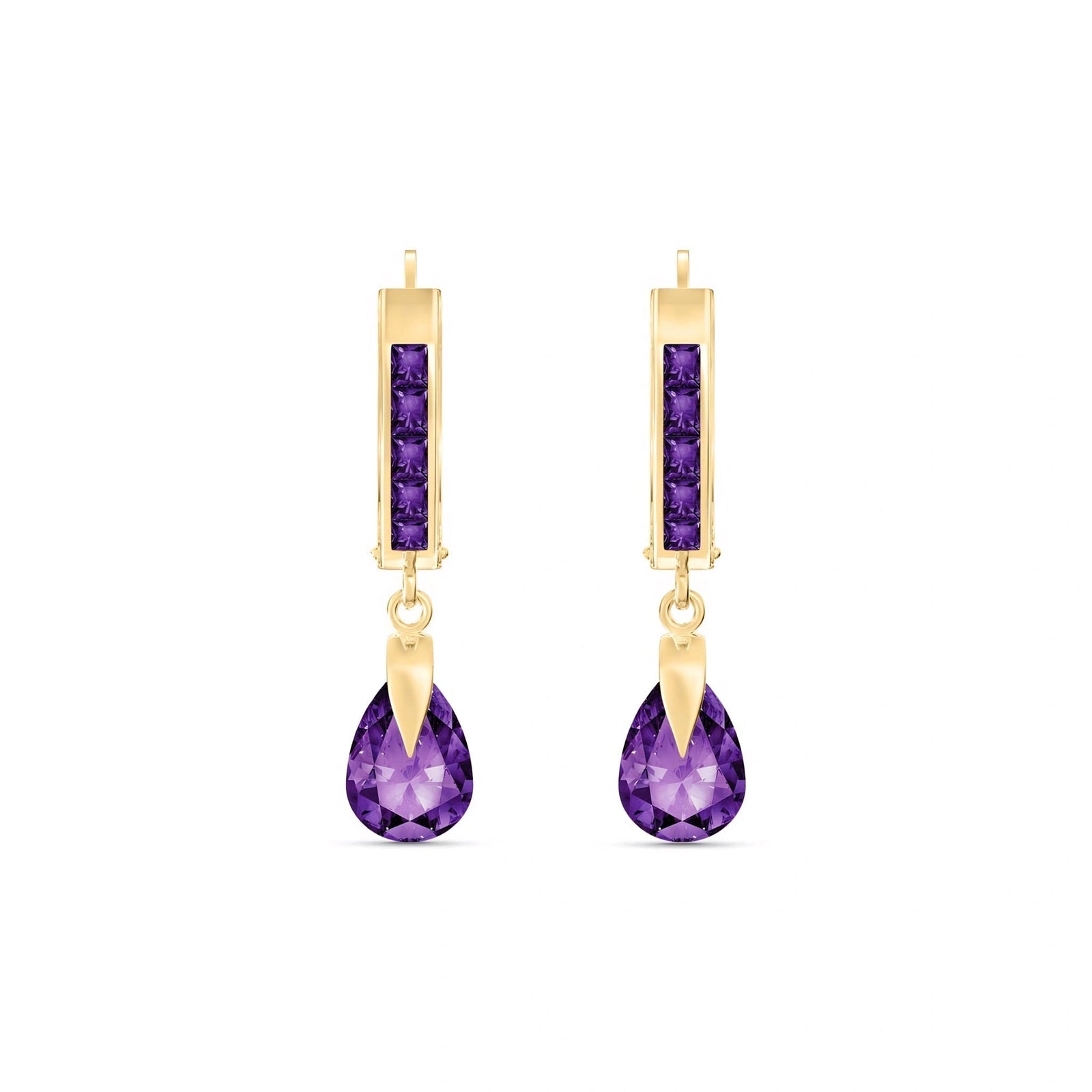 Yellow Gold Rose Earrings Amethyst 10K — Calliope