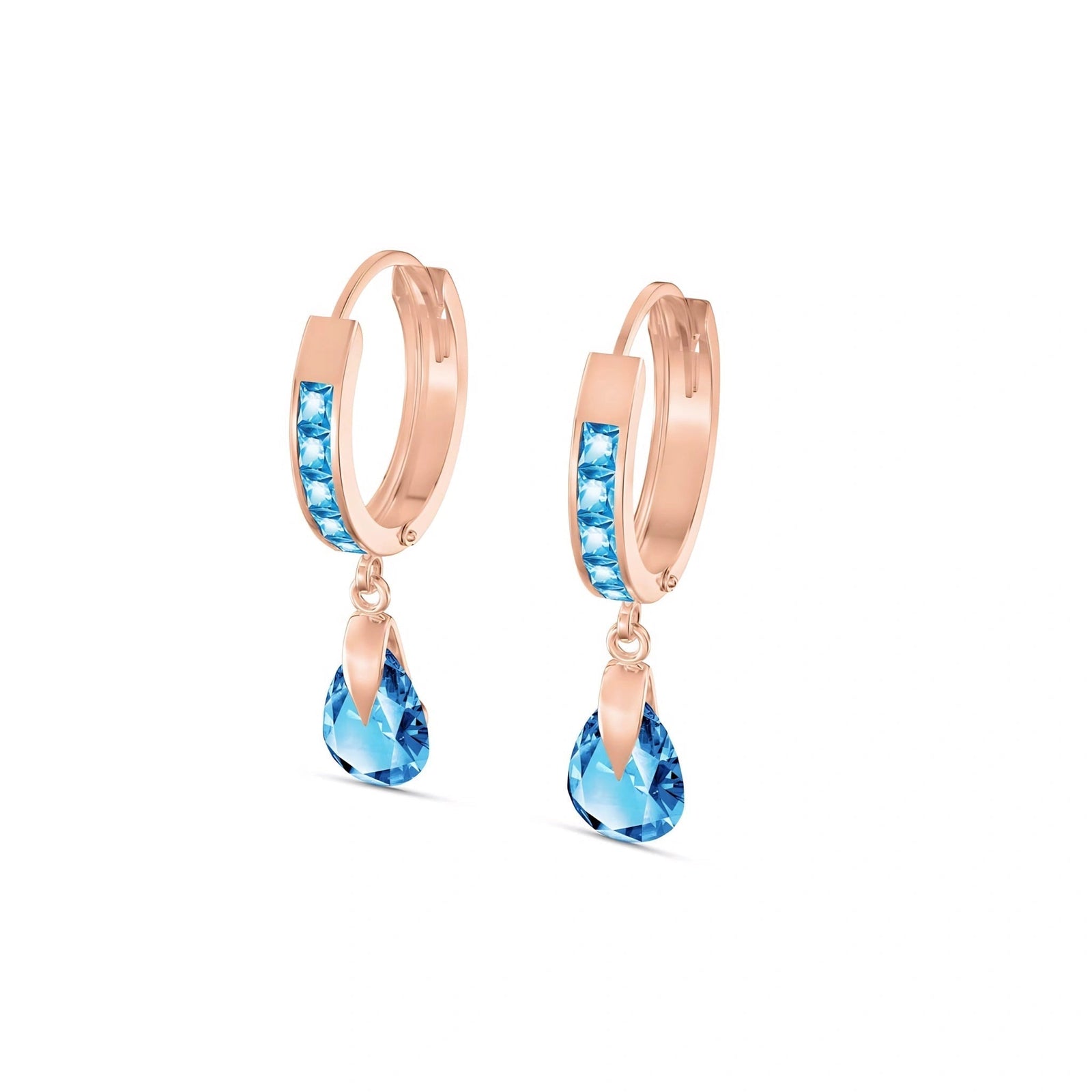 Rose Gold Rose Earrings Blue Topaz 10K — Calliope