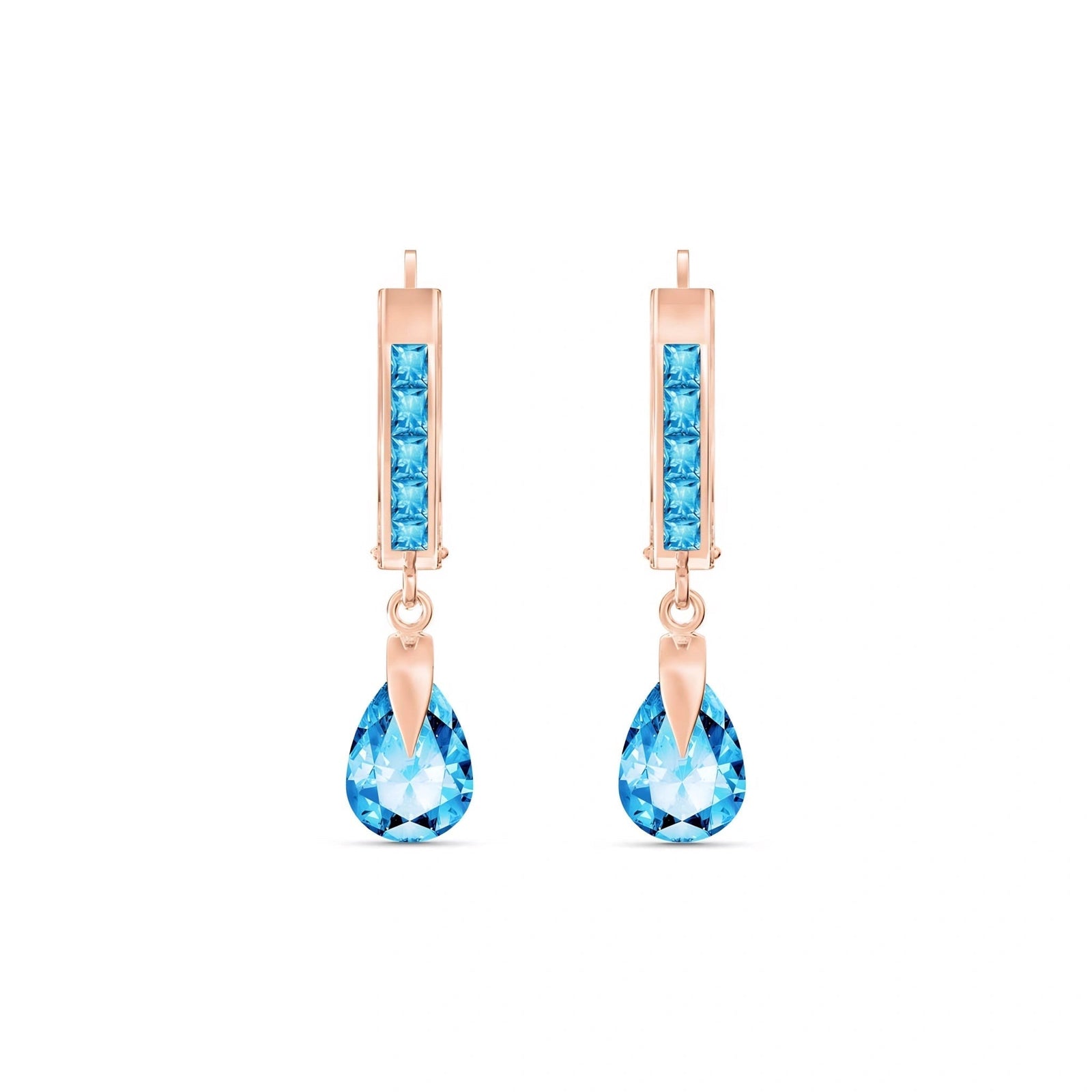 Rose Gold Rose Earrings Blue Topaz 10K — Calliope