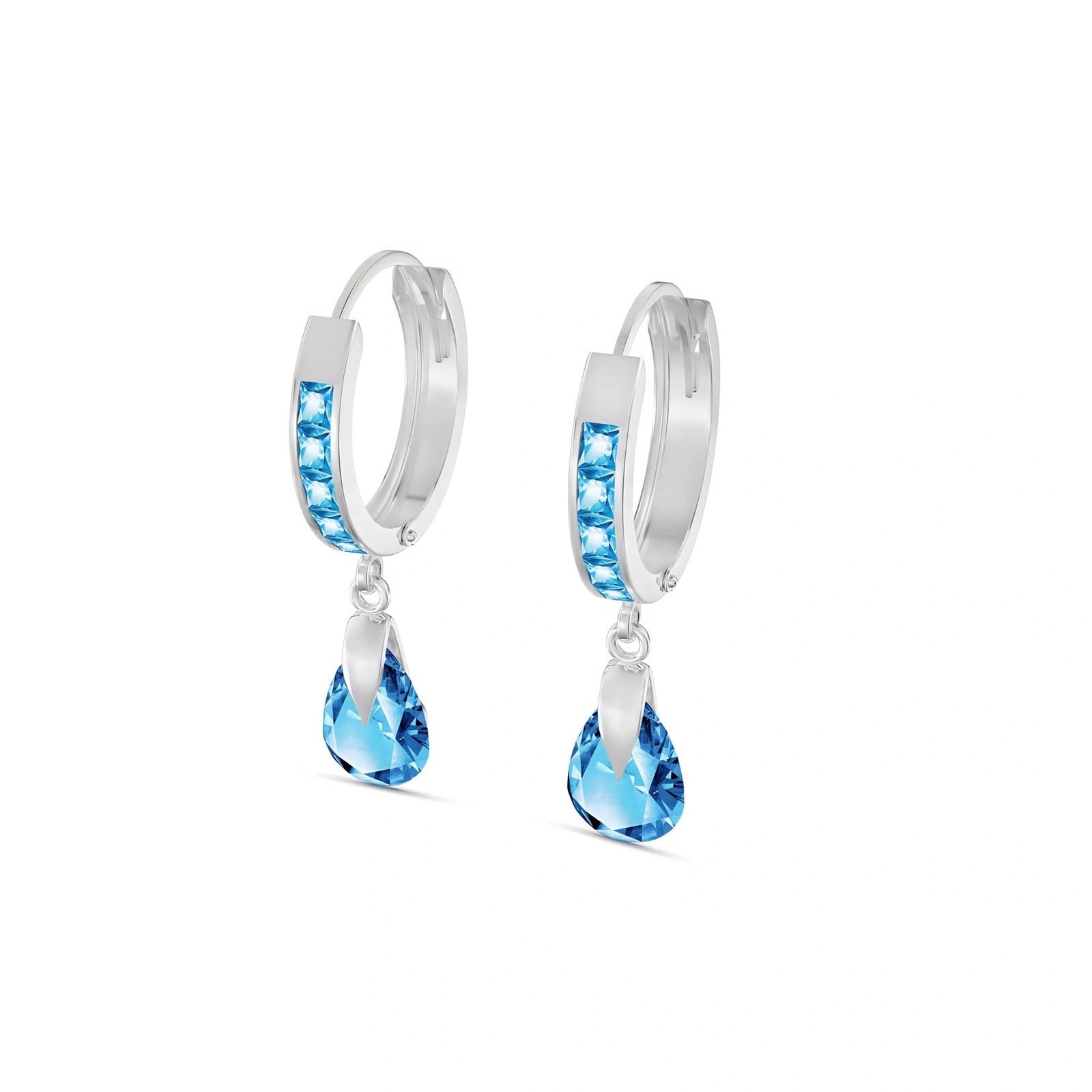 White Gold Rose Earrings Blue Topaz 10K — Calliope