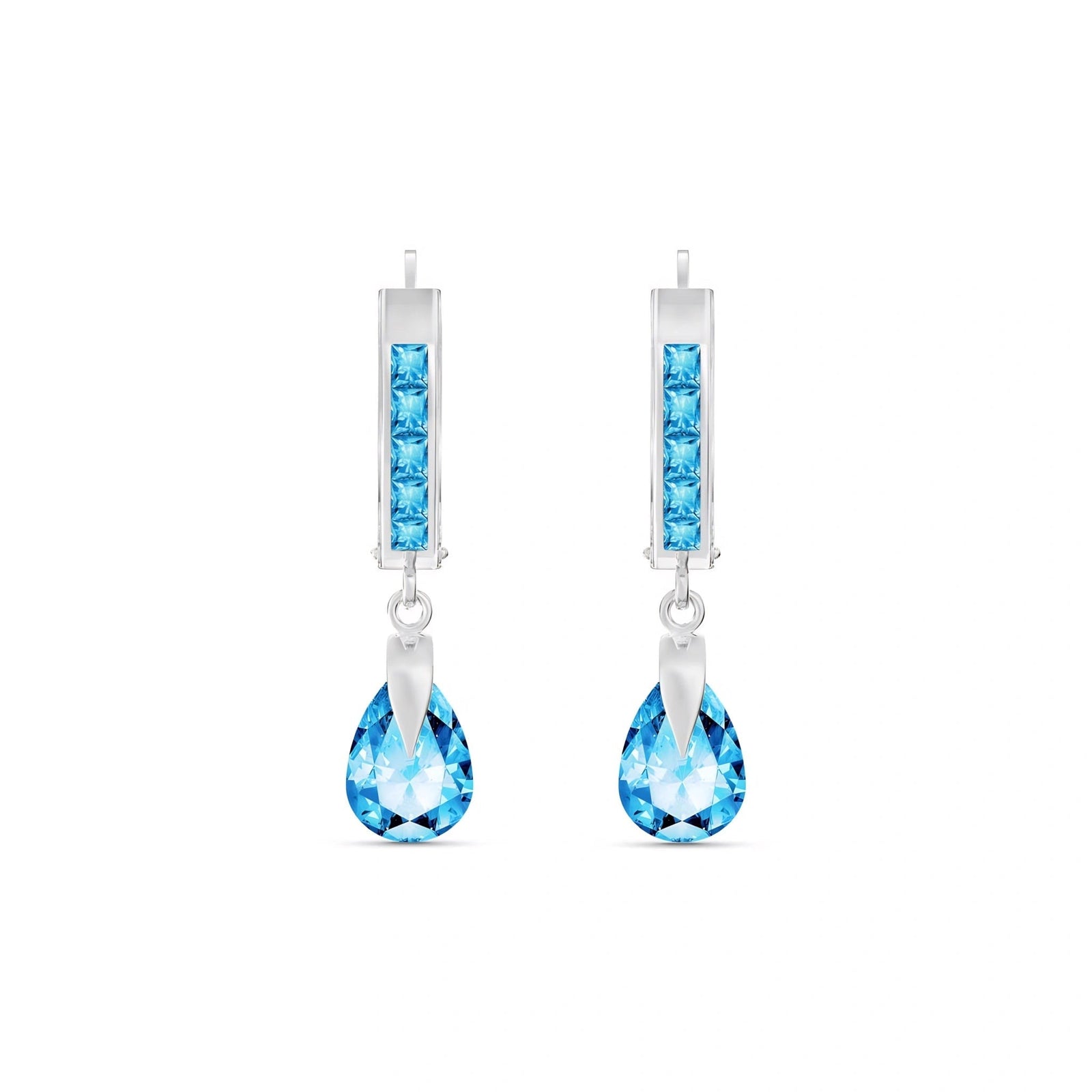 White Gold Rose Earrings Blue Topaz 10K — Calliope