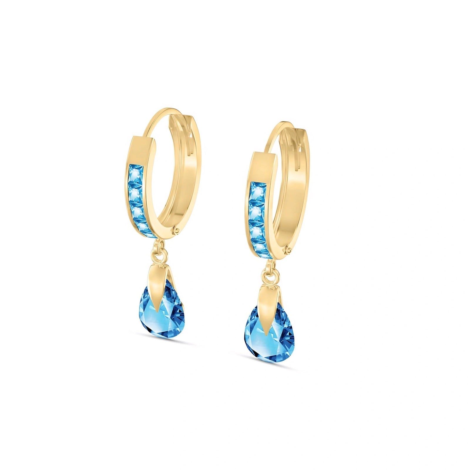 Yellow Gold Rose Earrings Blue Topaz 10K — Calliope