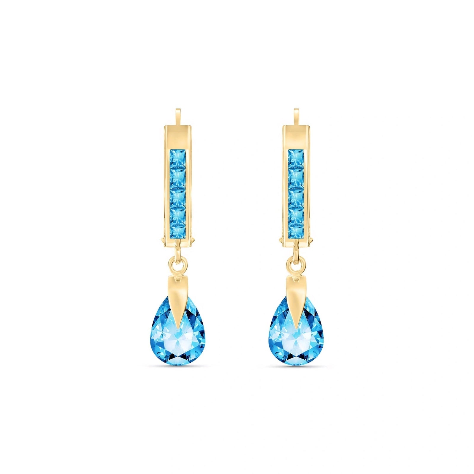 Yellow Gold Rose Earrings Blue Topaz 10K — Calliope