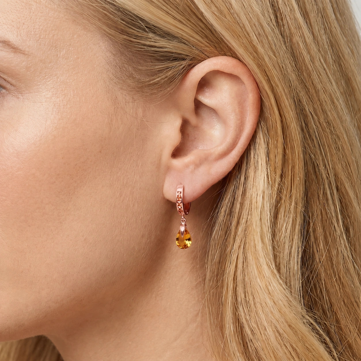 Rose Gold Rose Earrings Citrine 10K — Calliope