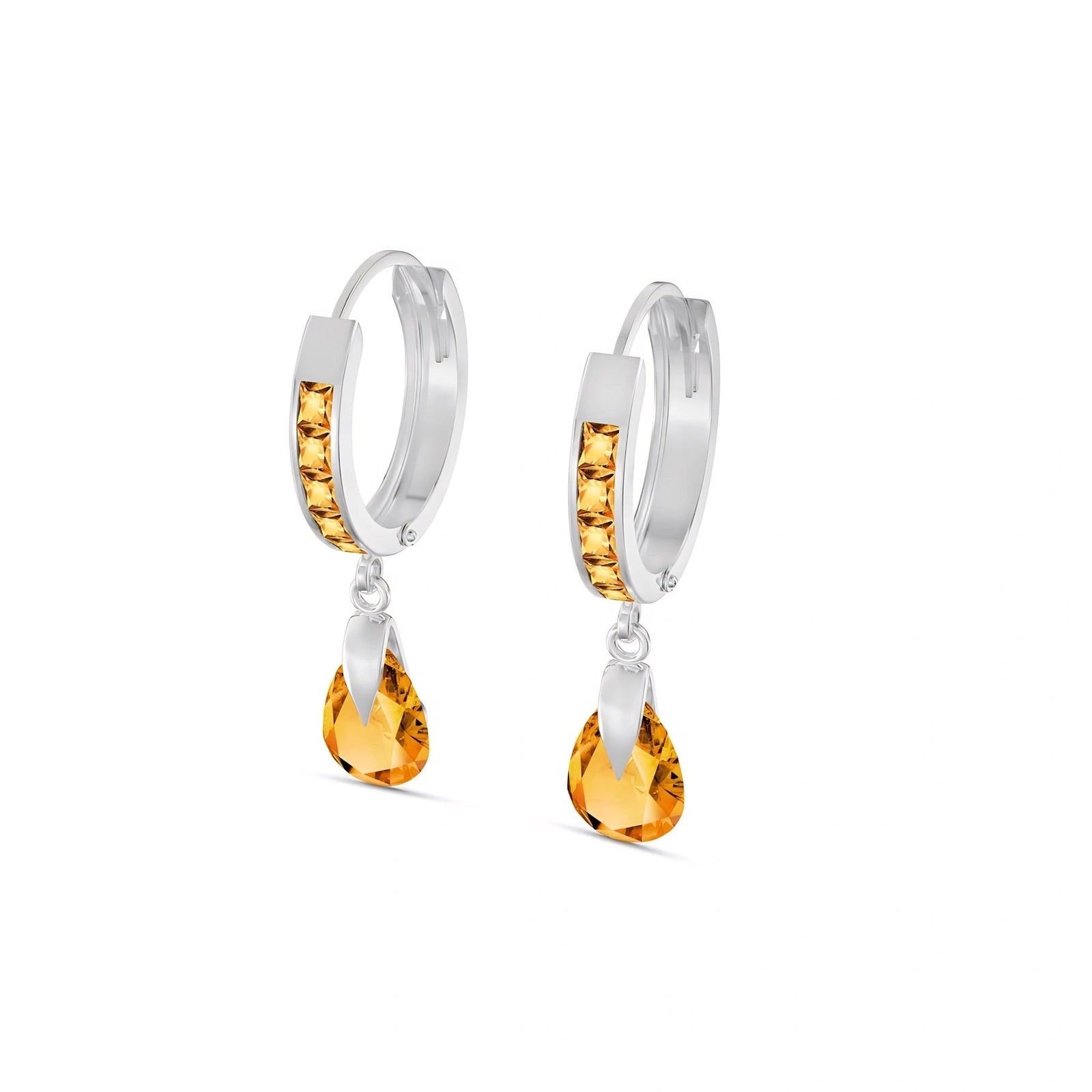 White Gold Rose Earrings Citrine 10K — Calliope
