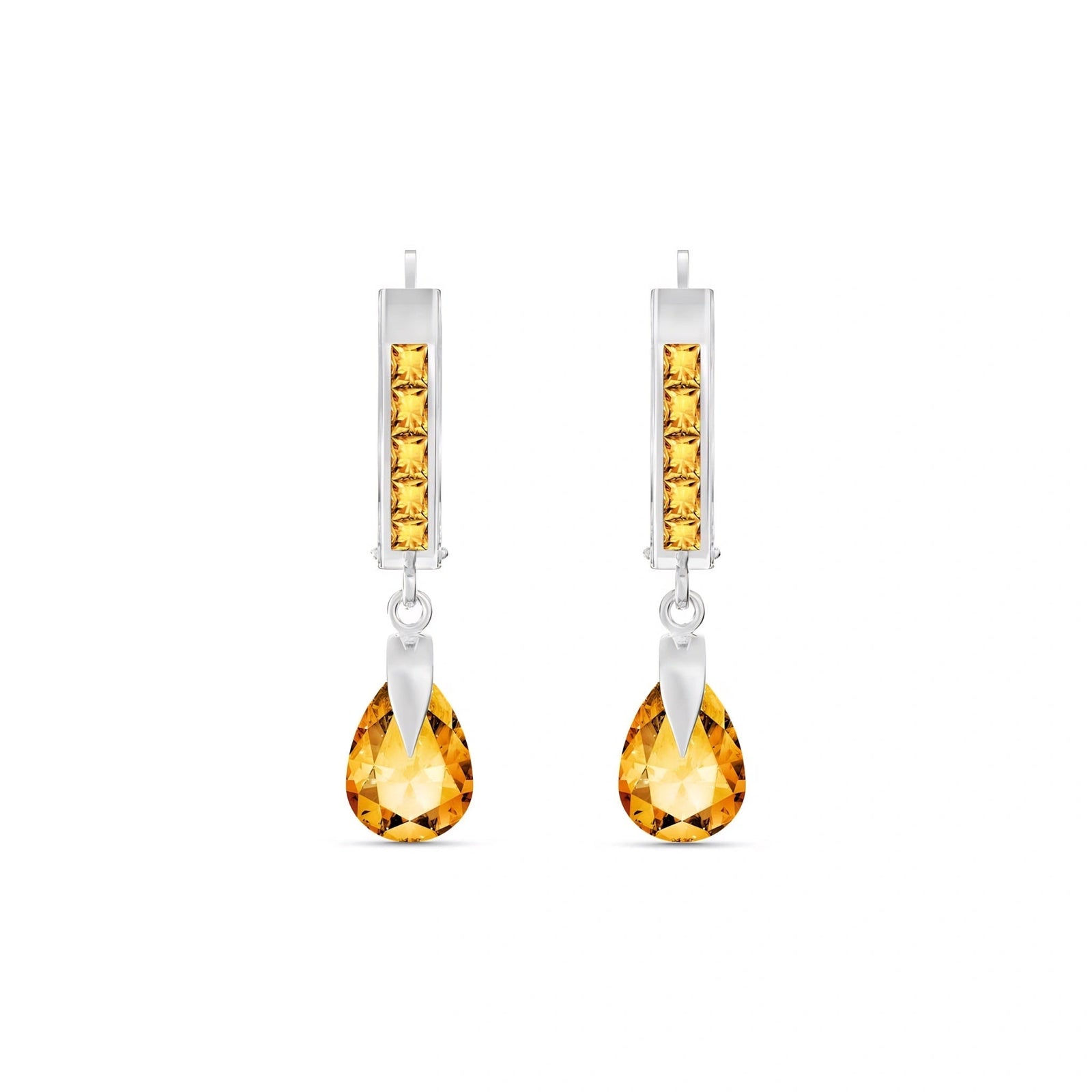 White Gold Rose Earrings Citrine 10K — Calliope