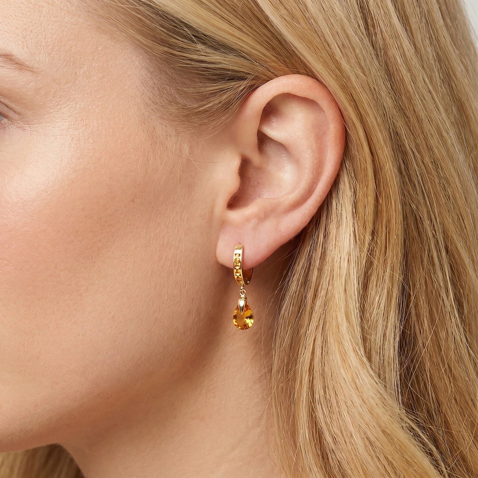 Yellow Gold Rose Earrings Citrine 10K — Calliope