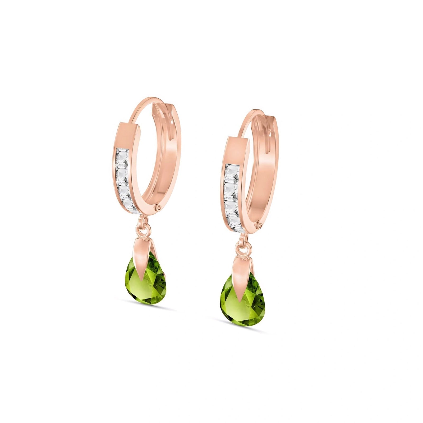 Rose Gold Rose Earrings White Topaz 10K — Calliope