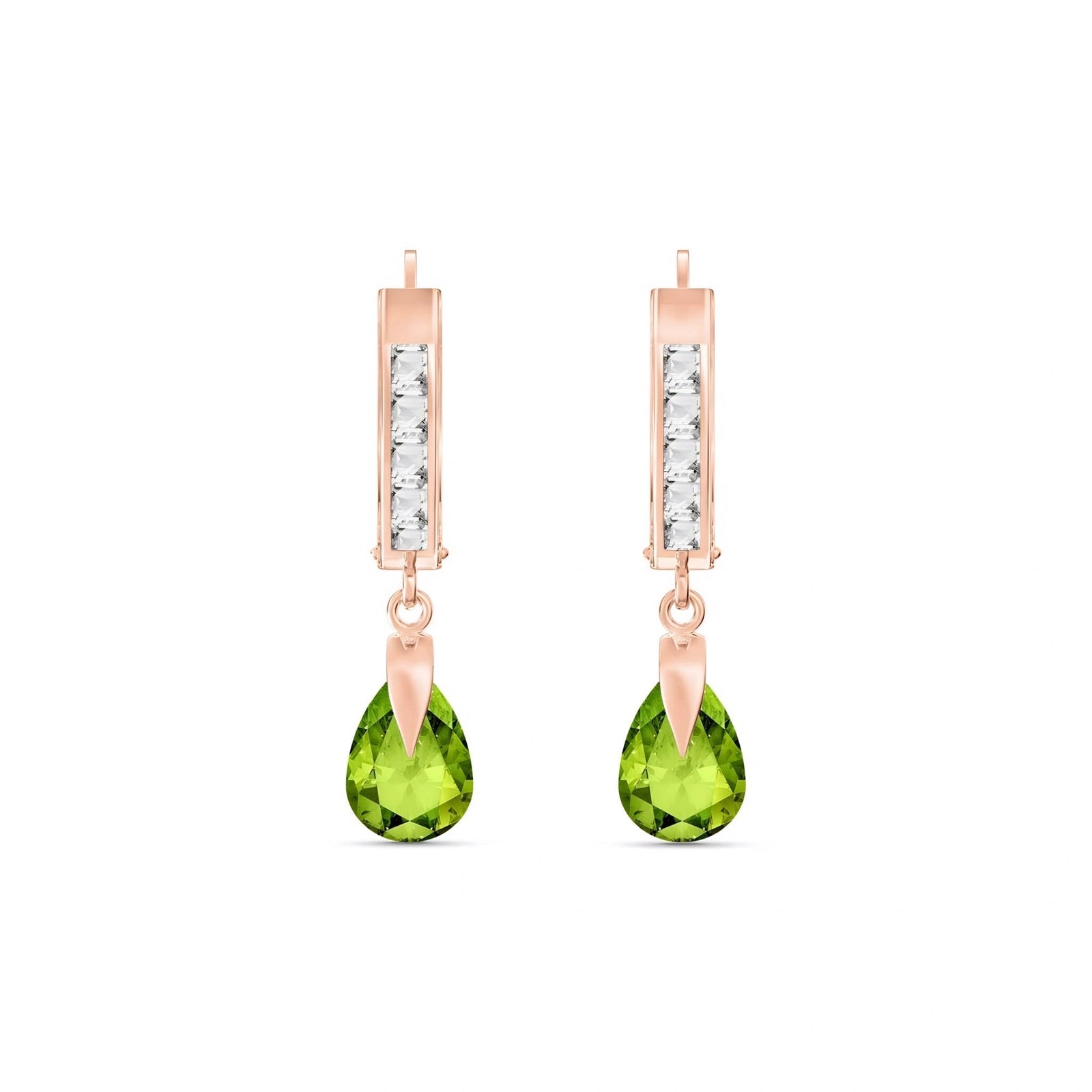 Rose Gold Rose Earrings White Topaz 10K — Calliope