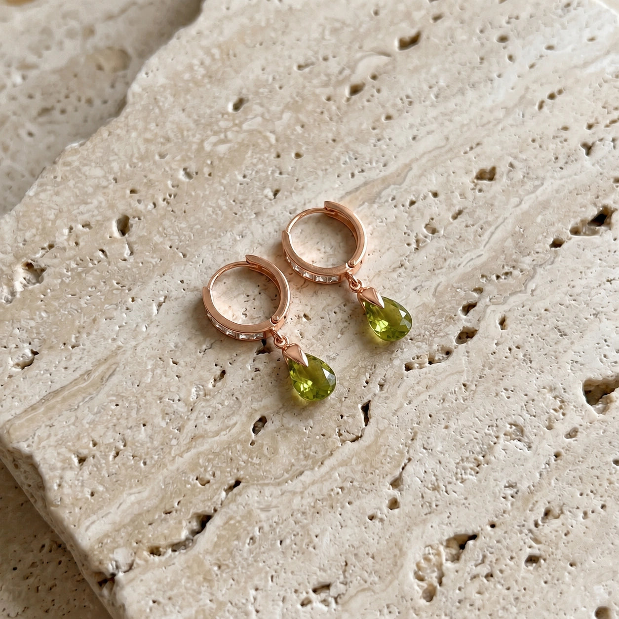 Rose Gold Rose Earrings White Topaz 10K — Calliope