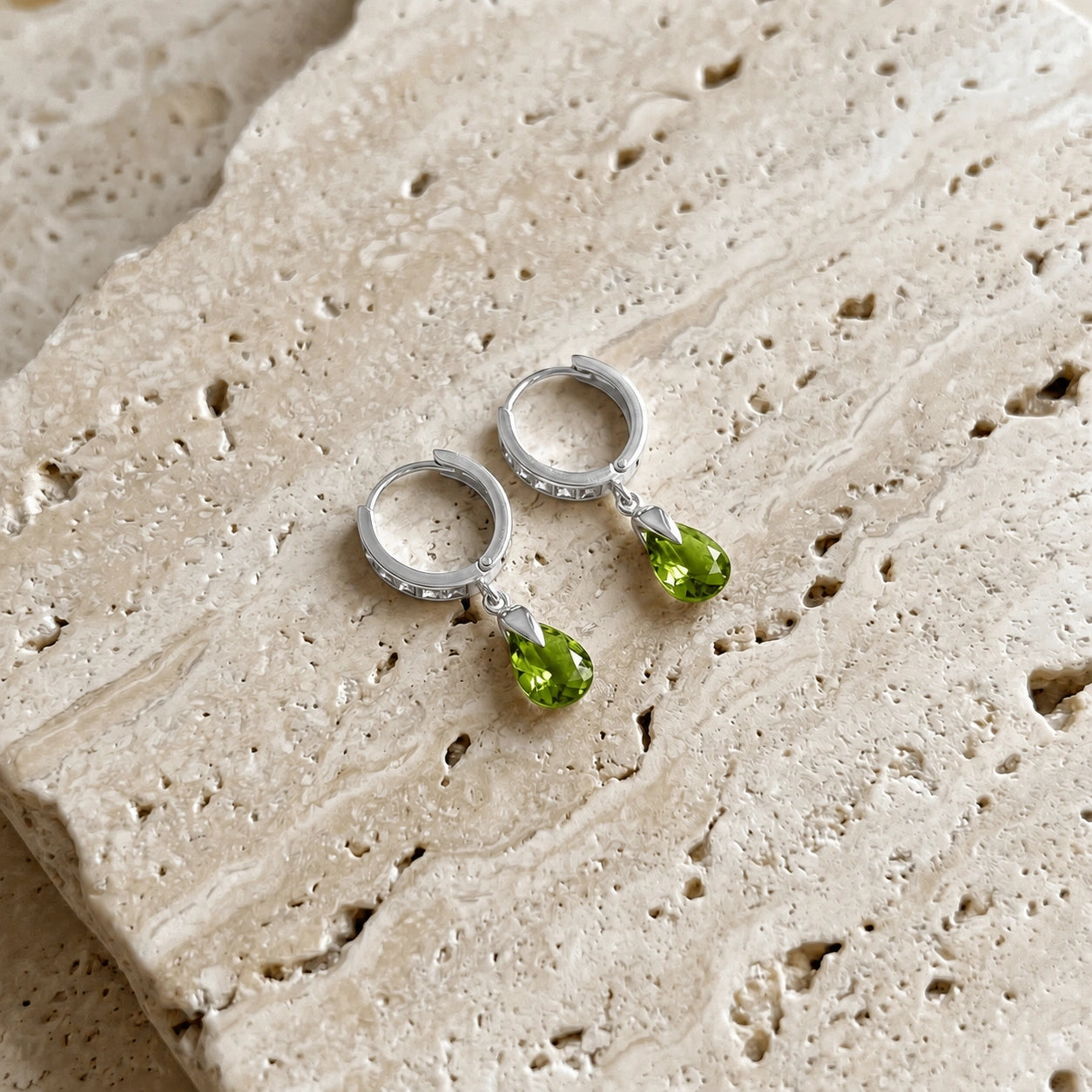 White Gold Rose Earrings White Topaz 10K — Calliope