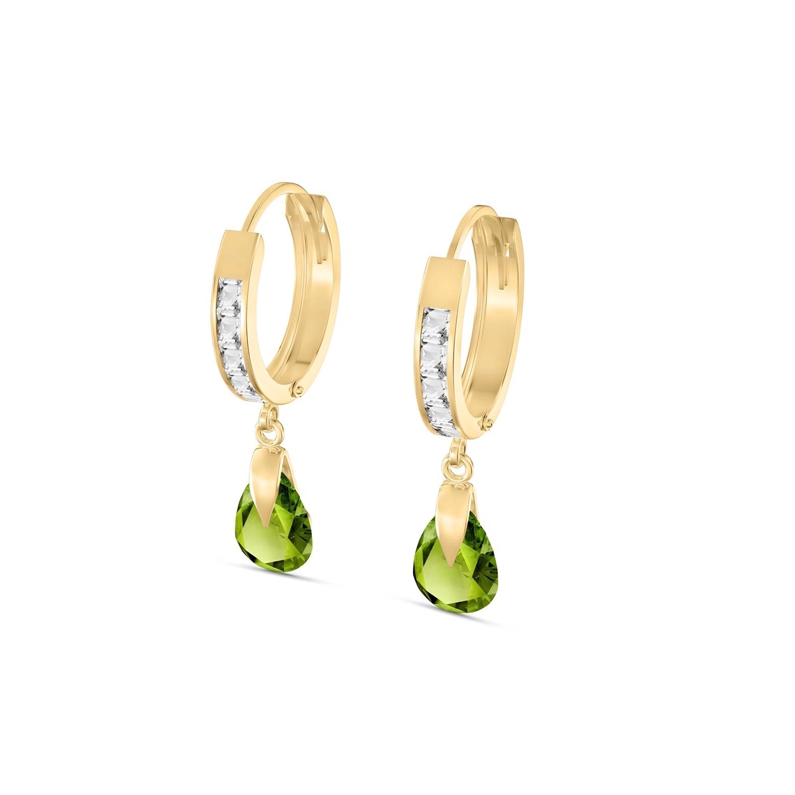 Yellow Gold Rose Earrings White Topaz 10K — Calliope
