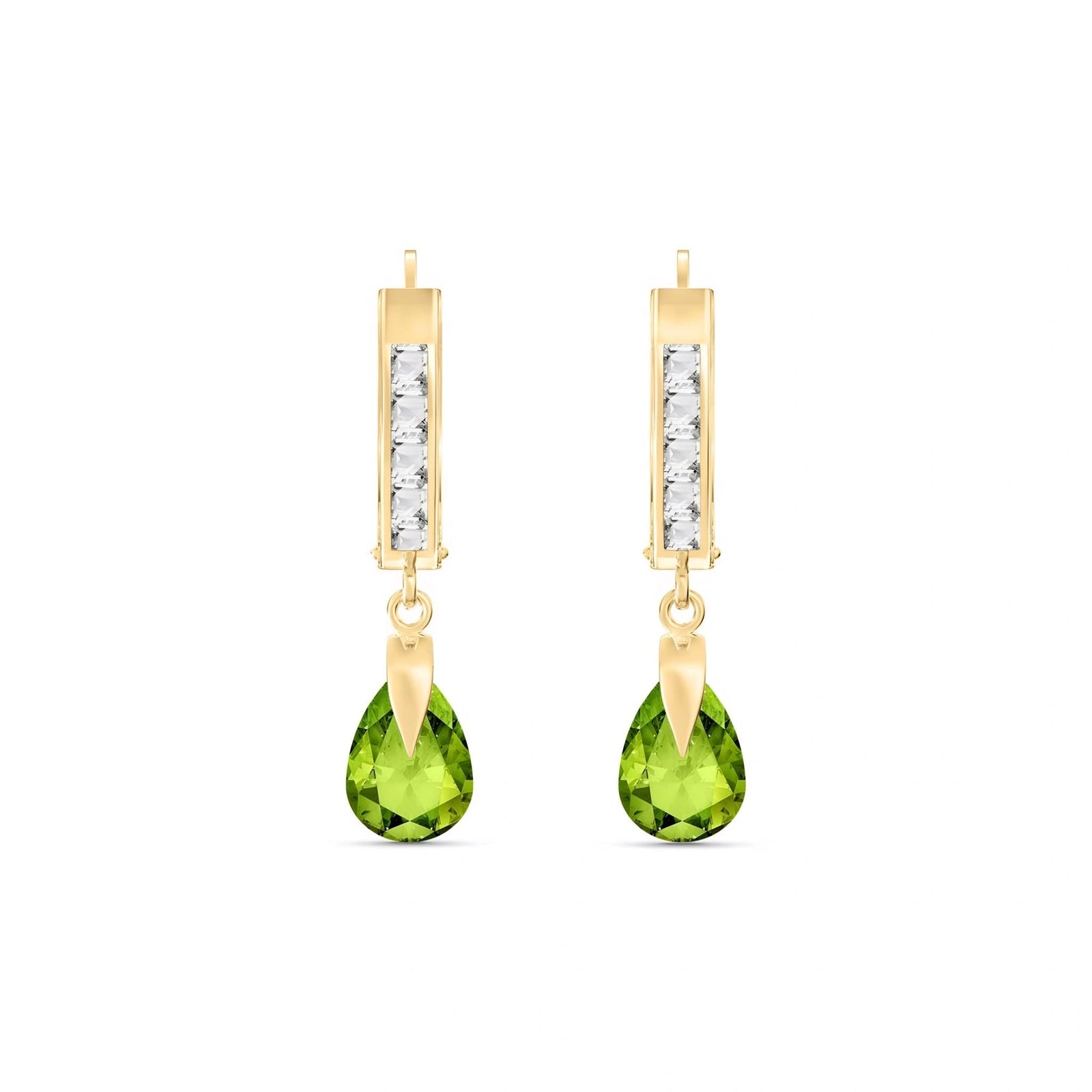 Yellow Gold Rose Earrings White Topaz 10K — Calliope