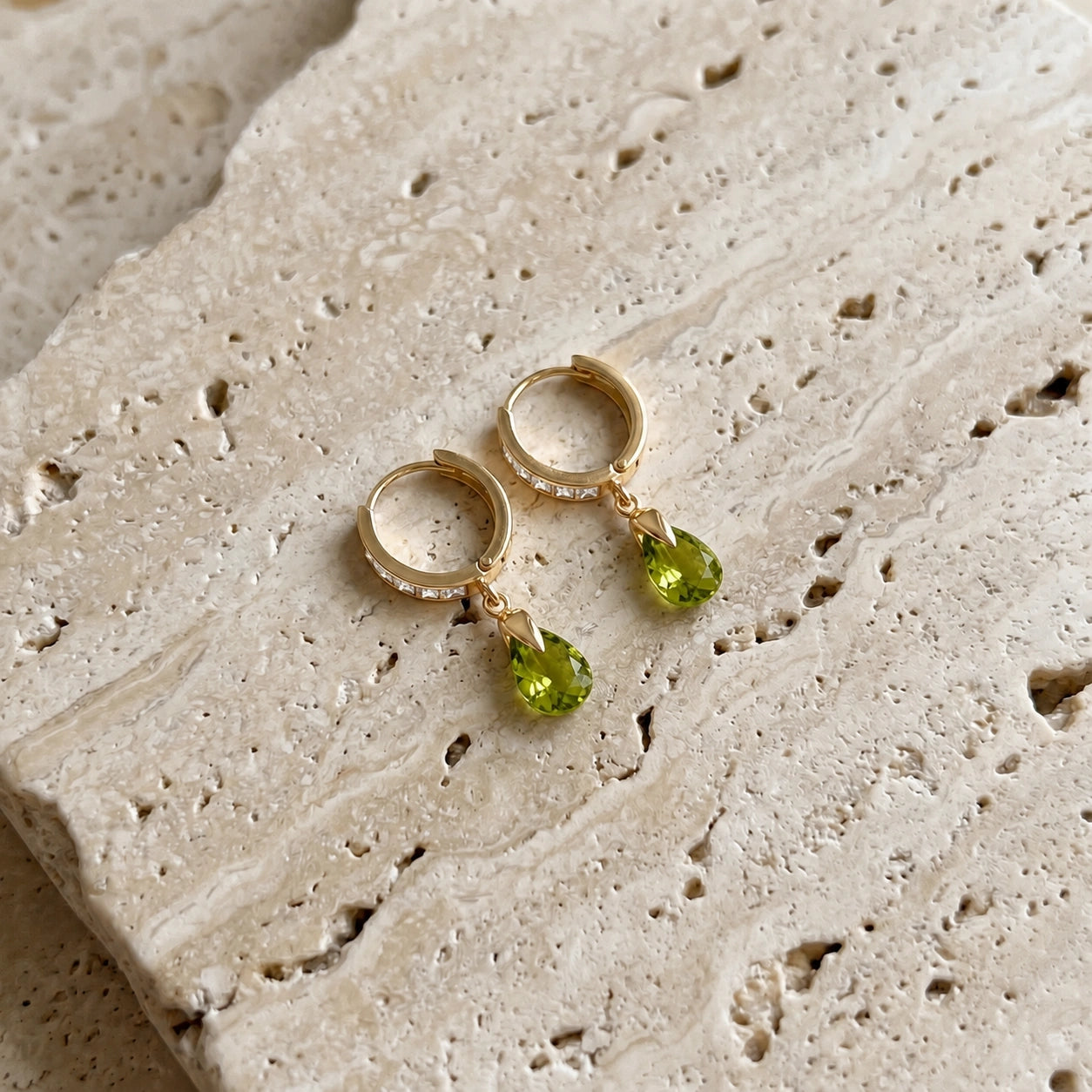 Yellow Gold Rose Earrings White Topaz 10K — Calliope
