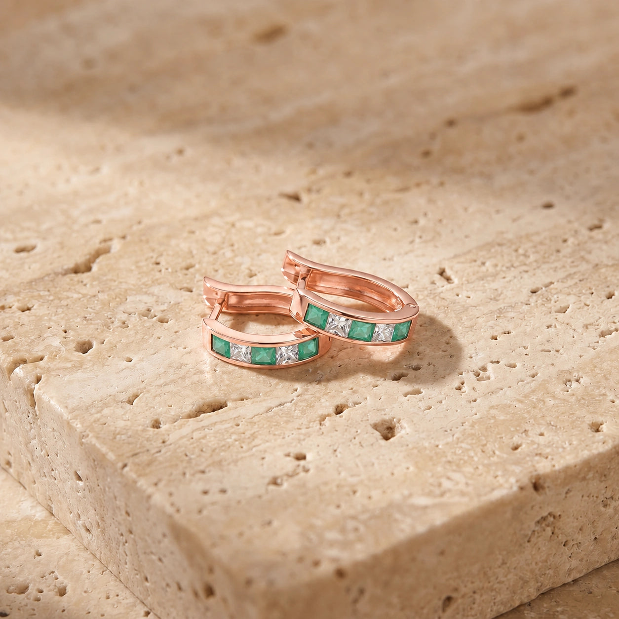 Rose Gold Emerald & White Topaz — Mariaagnese