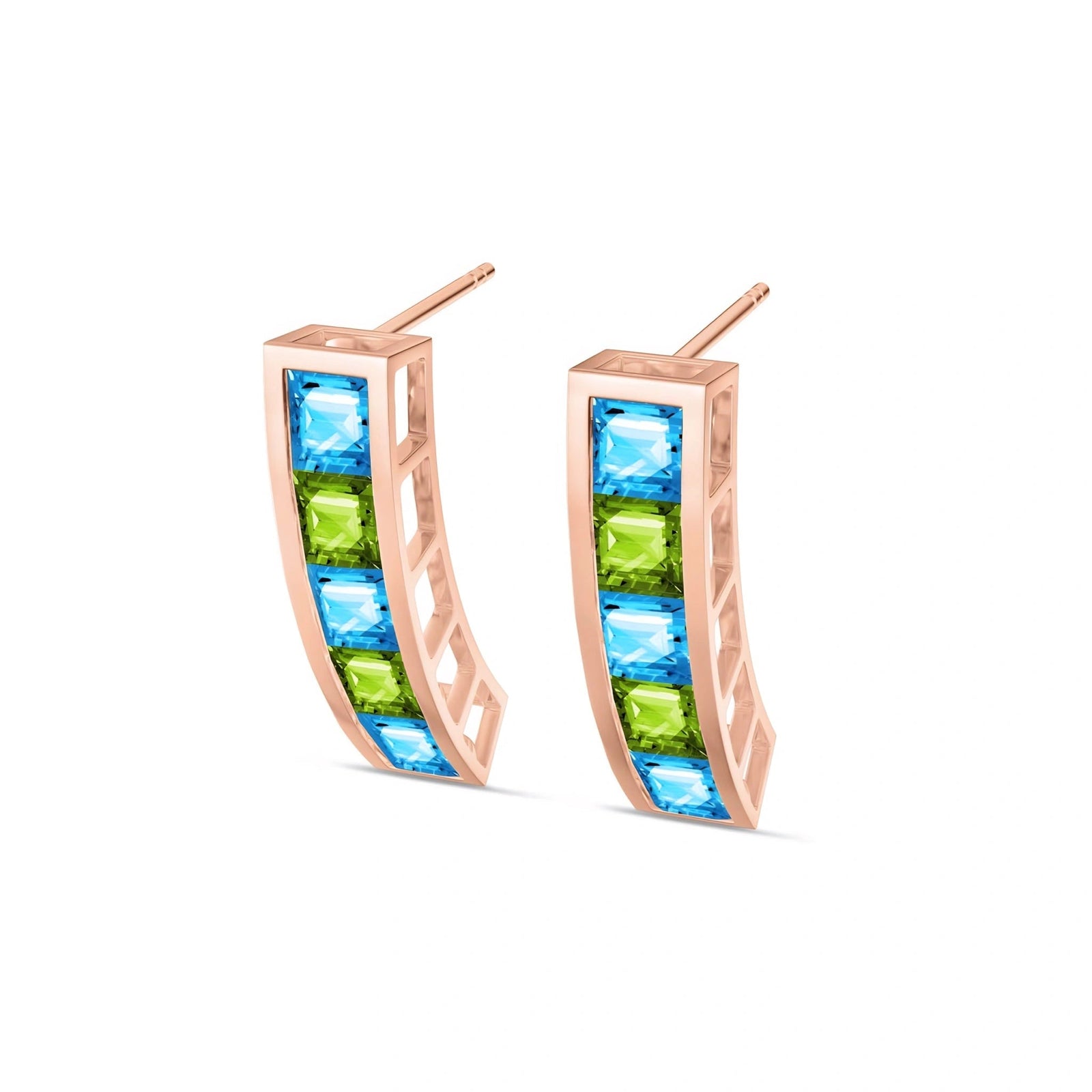 Rose Gold Earrings Blue Topaz 10K — Sveva