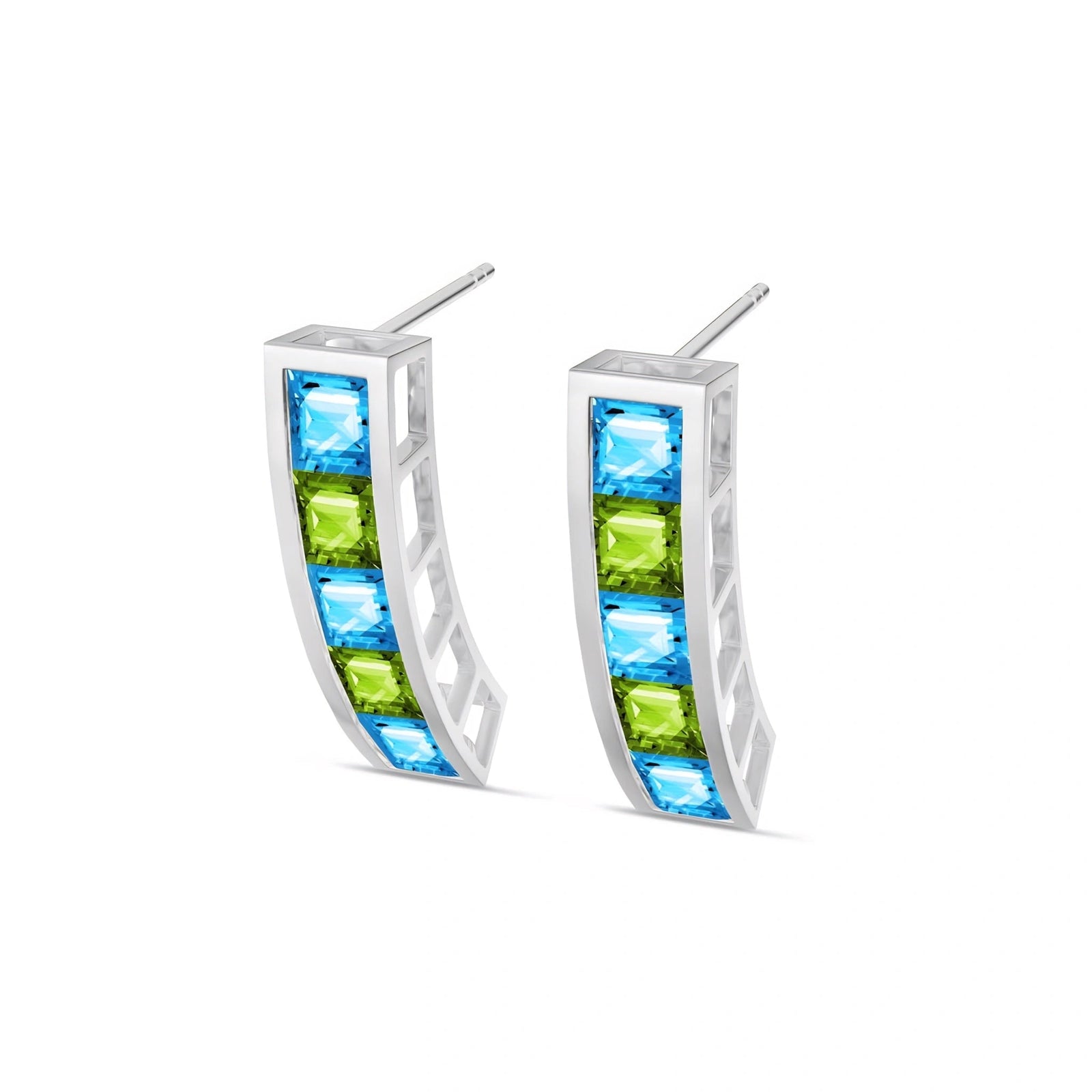 White Gold Earrings Blue Topaz 10K — Sveva