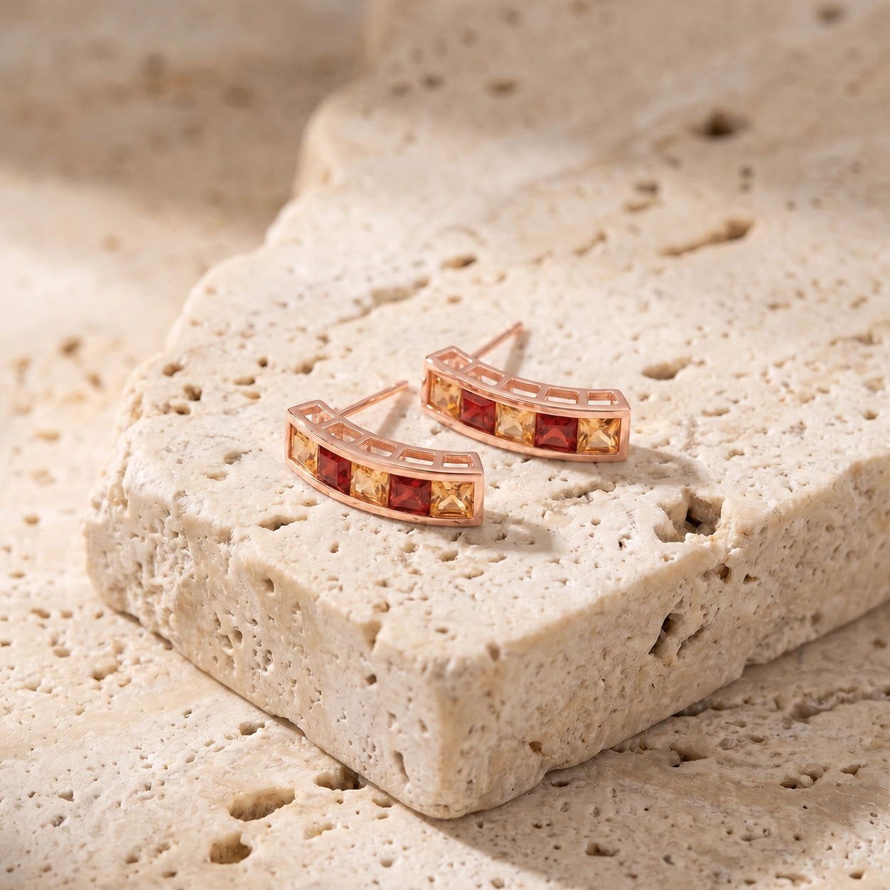 Rose Gold Earrings Citrine 10K — Sveva