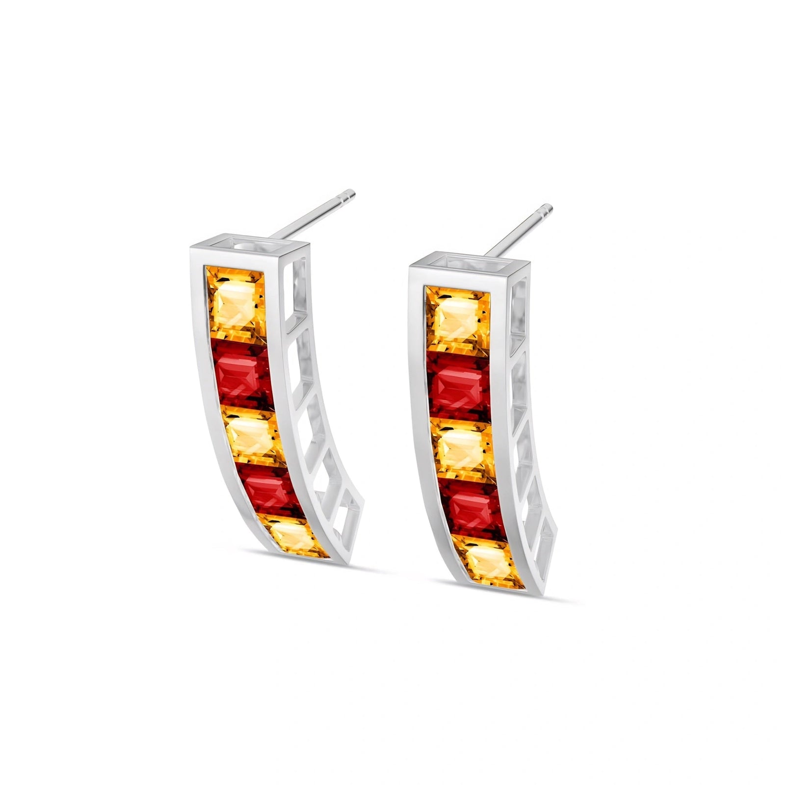 White Gold Earrings Citrine 10K — Sveva