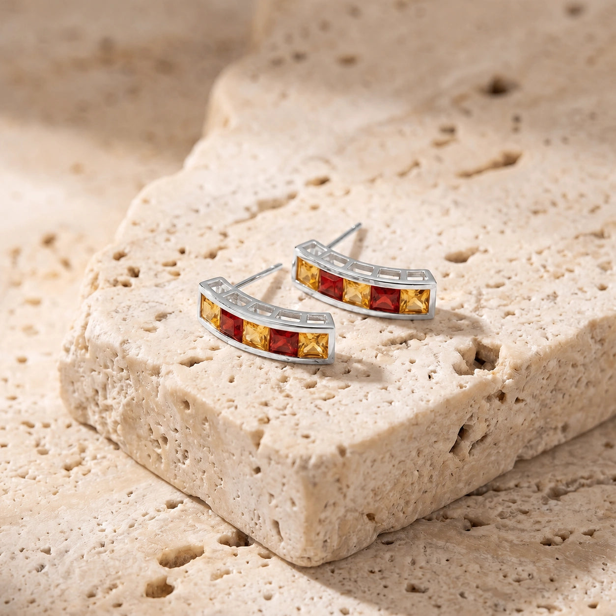White Gold Earrings Citrine 10K — Sveva